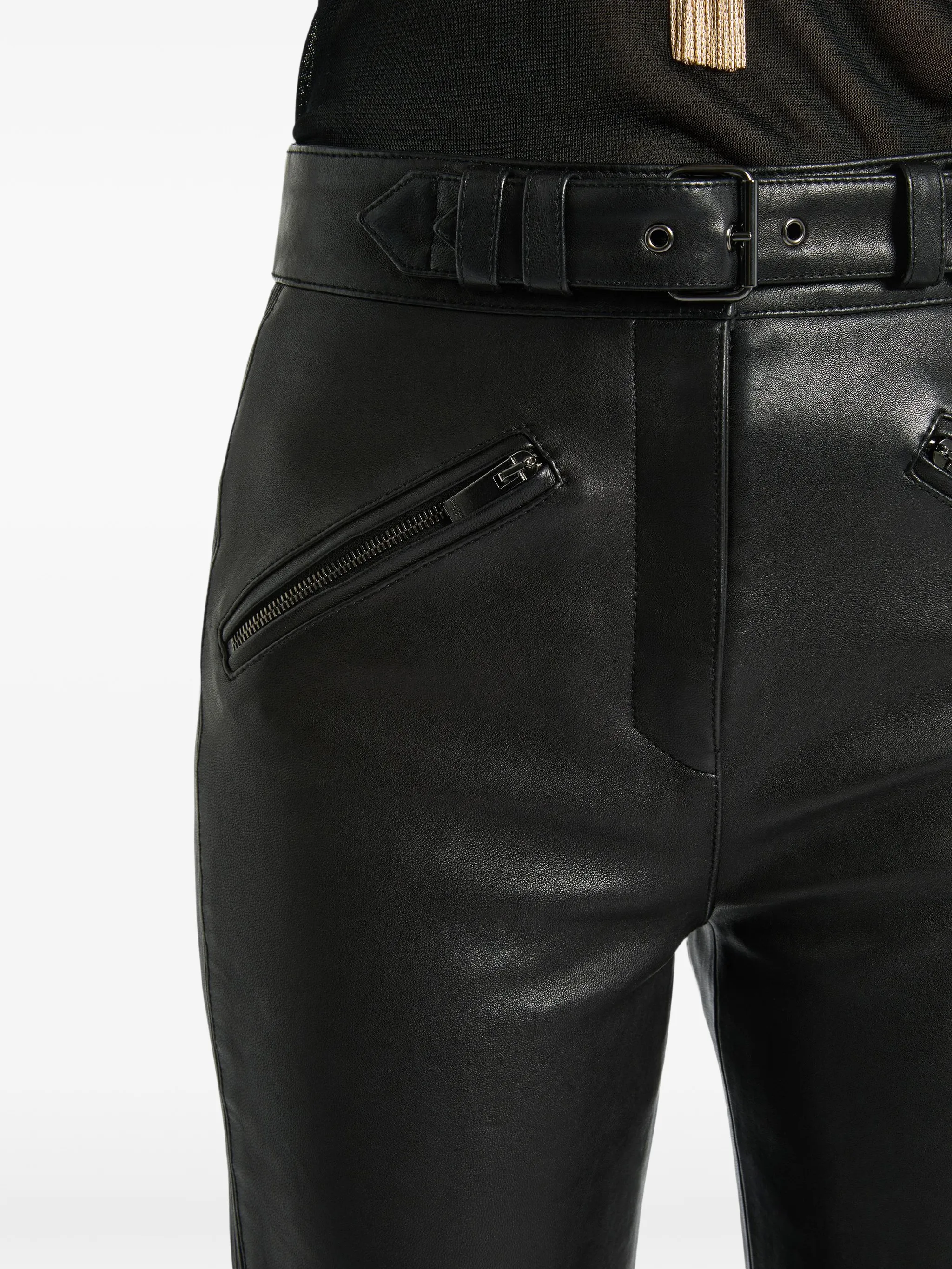 lambskin biker pants