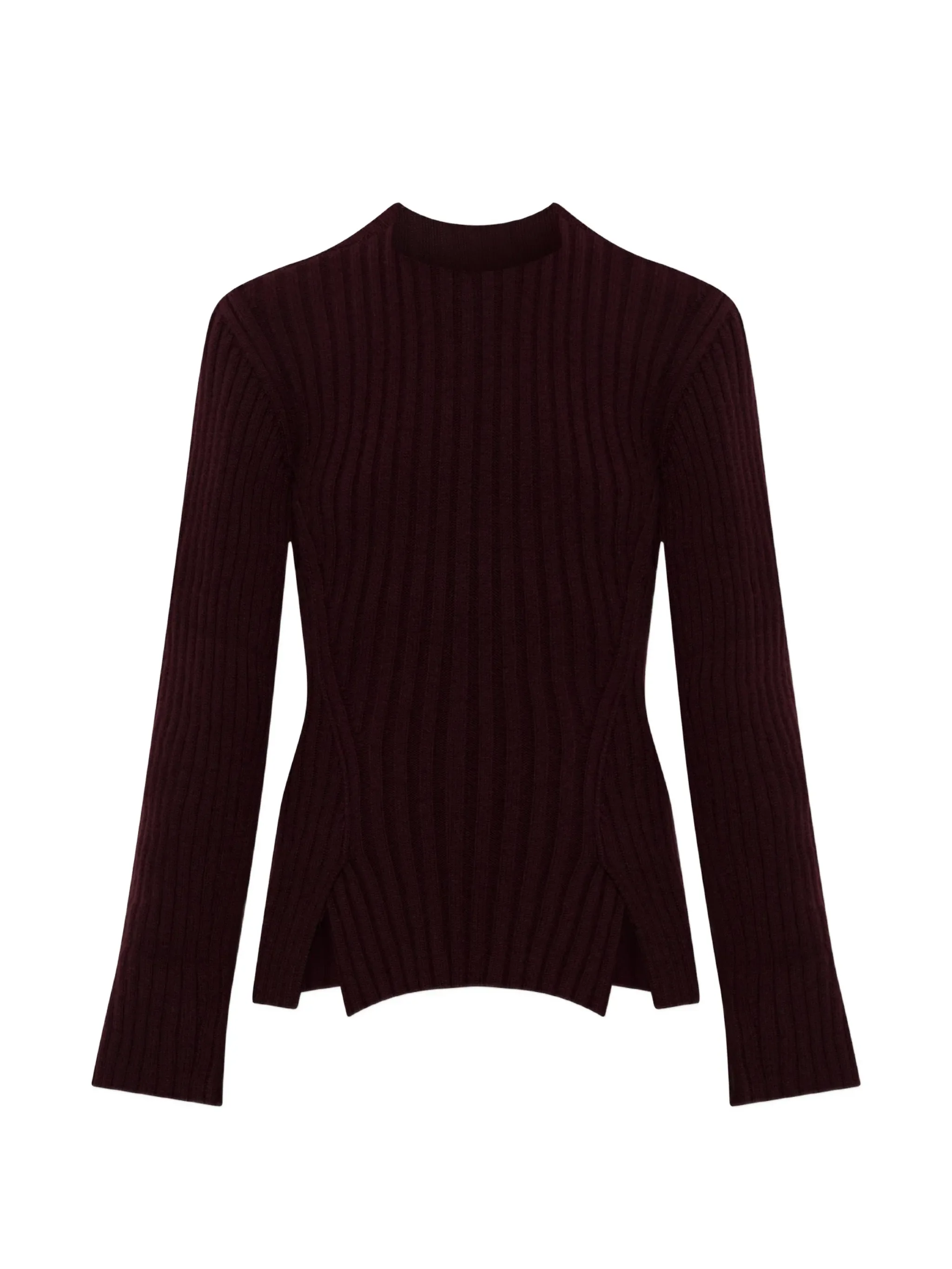 ribbed-knit side-slit sweater