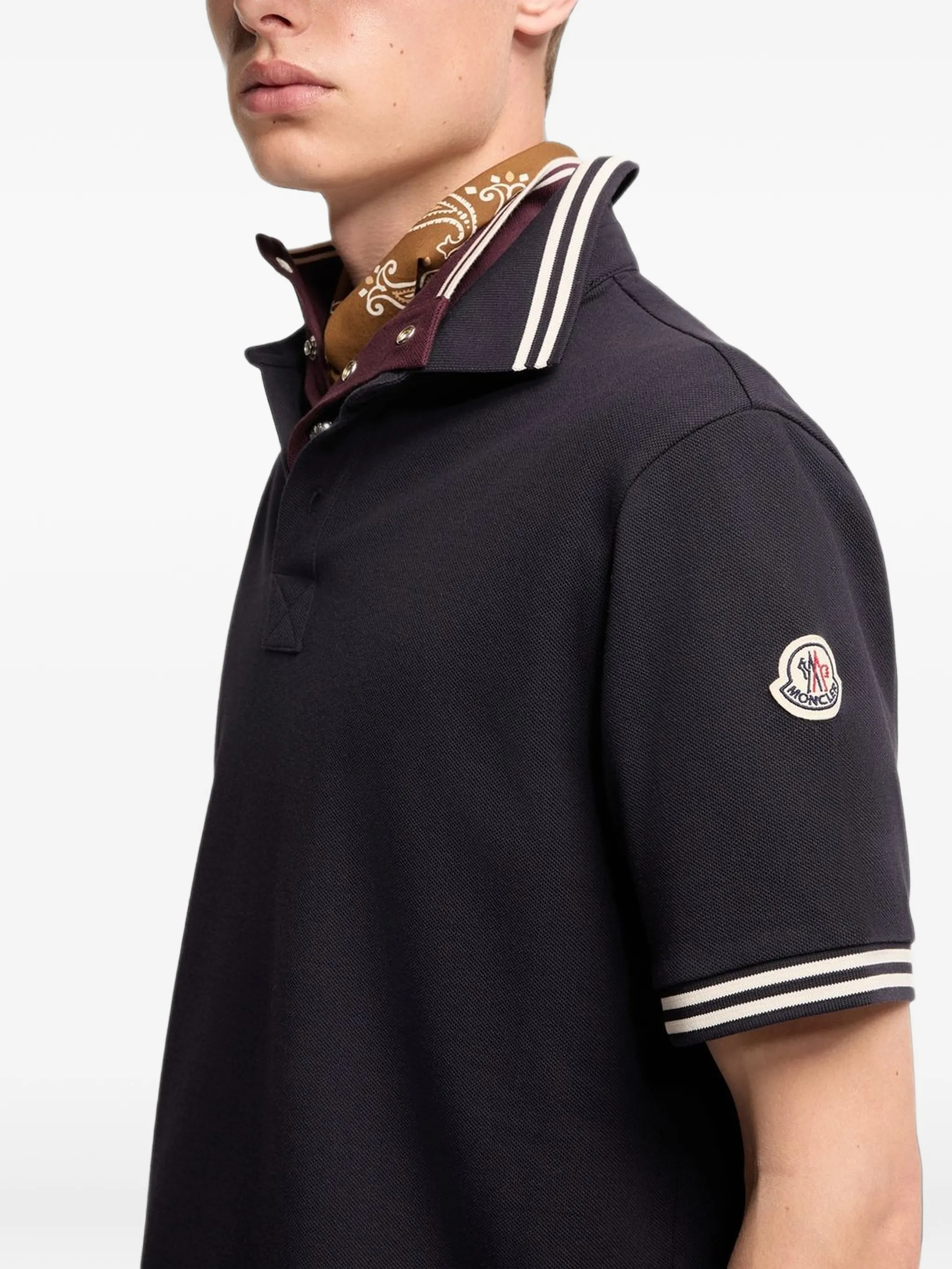 striped trim cotton piqué polo shirt