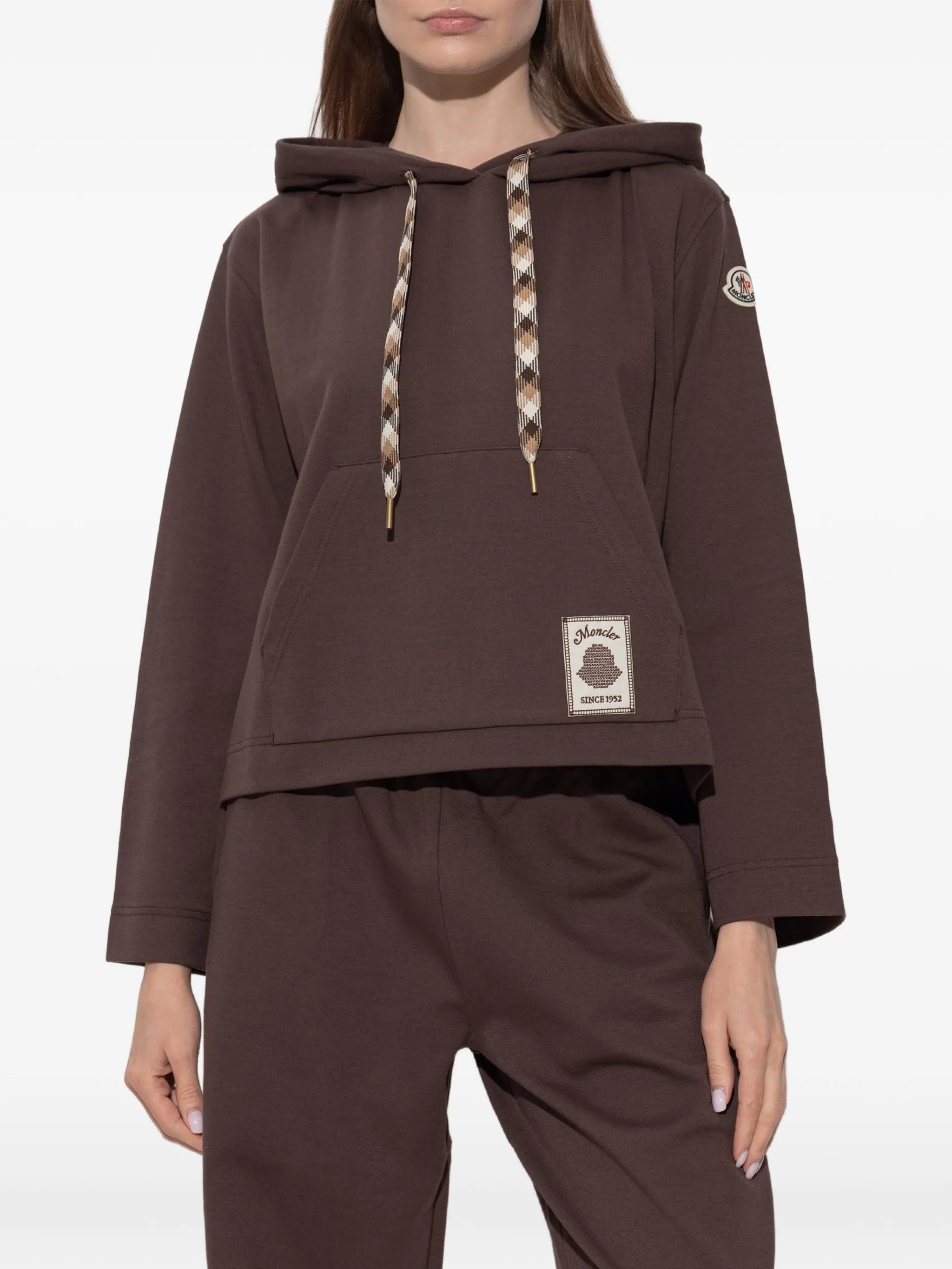 logo-patch drawstring hoodie