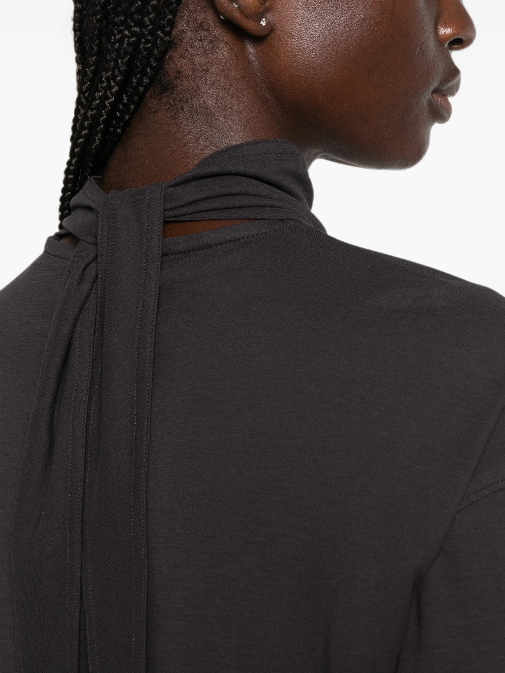 long-sleeve scarf top in silky jersey crepe