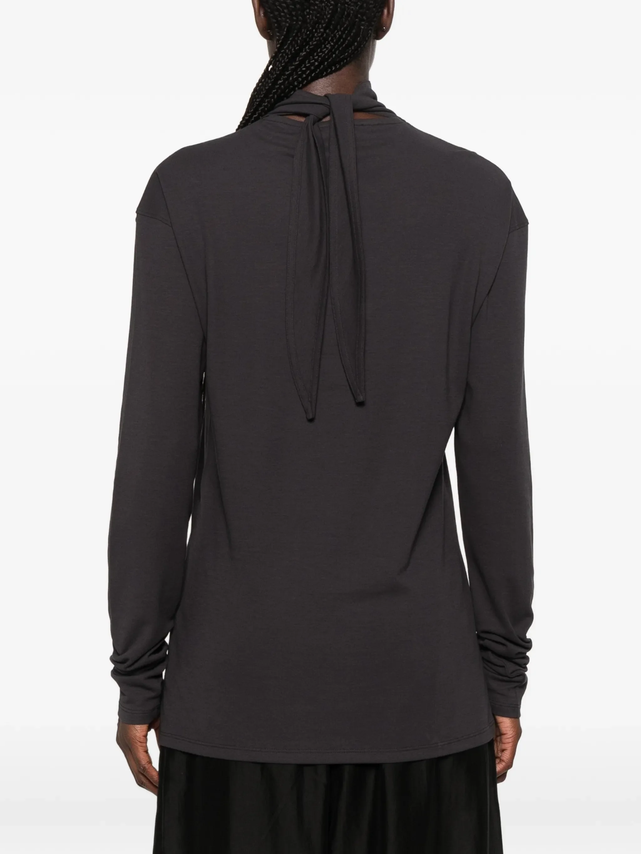long-sleeve scarf top in silky jersey crepe