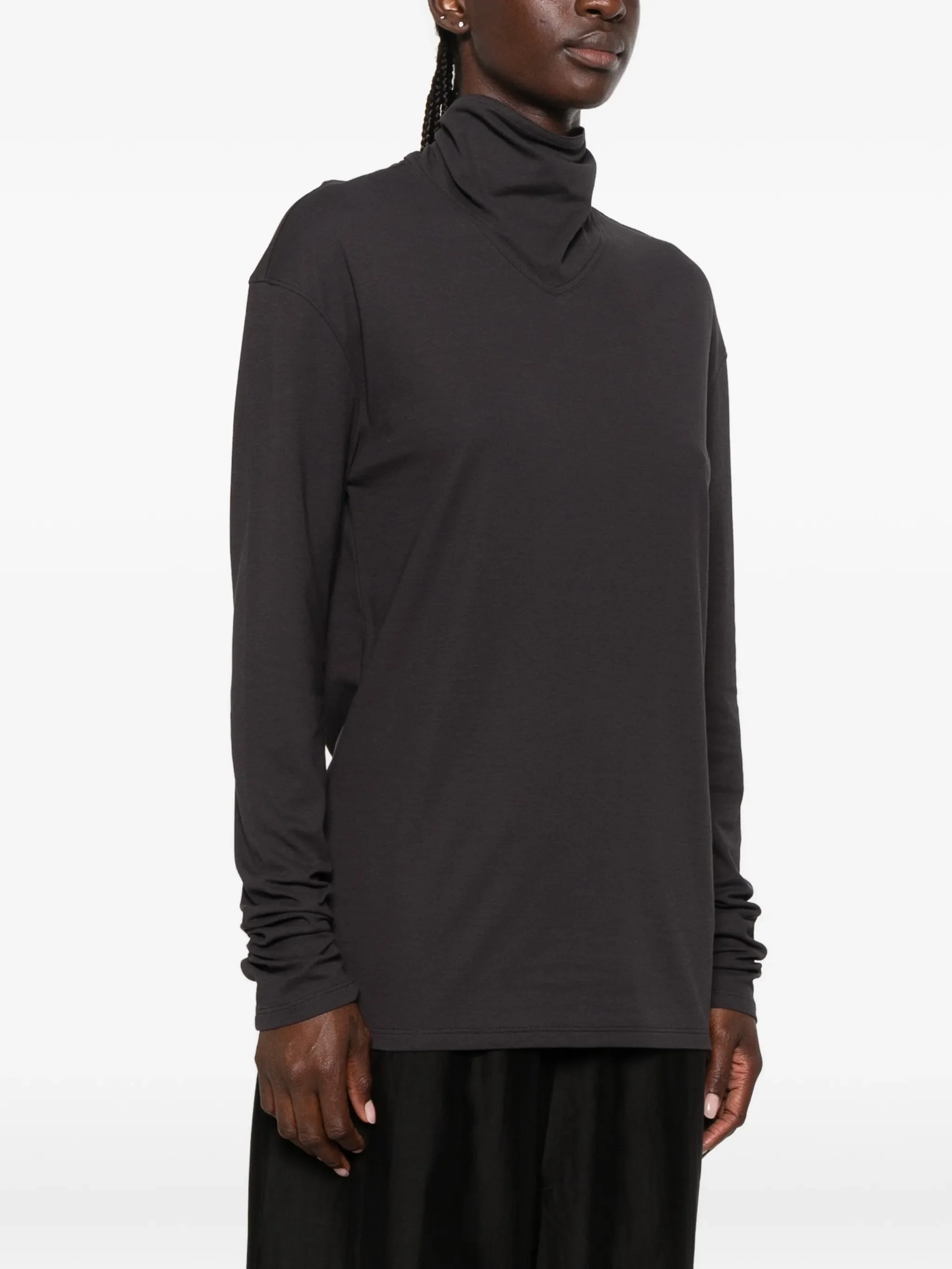 long-sleeve scarf top in silky jersey crepe