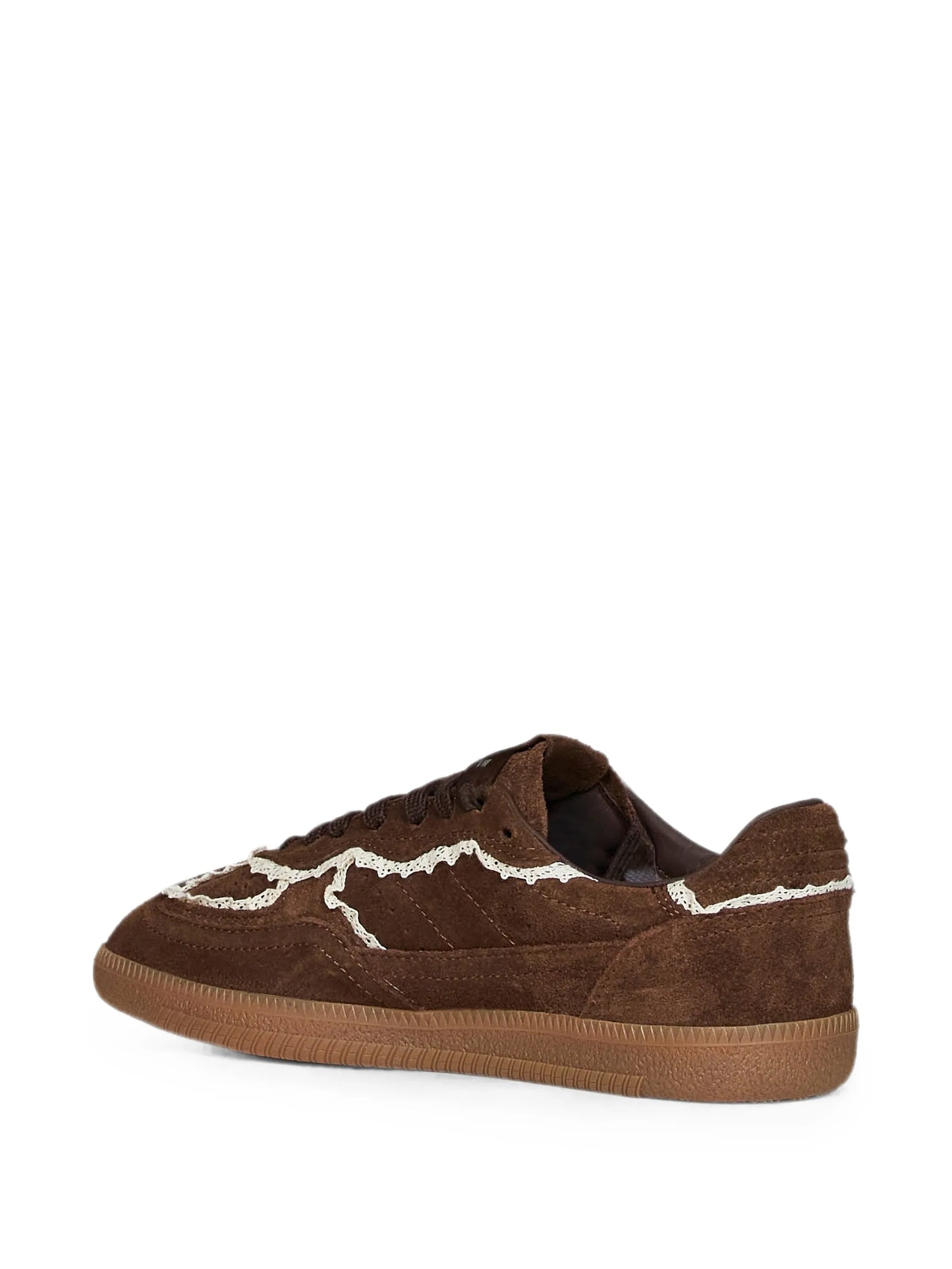crochet-trim suede sneakers