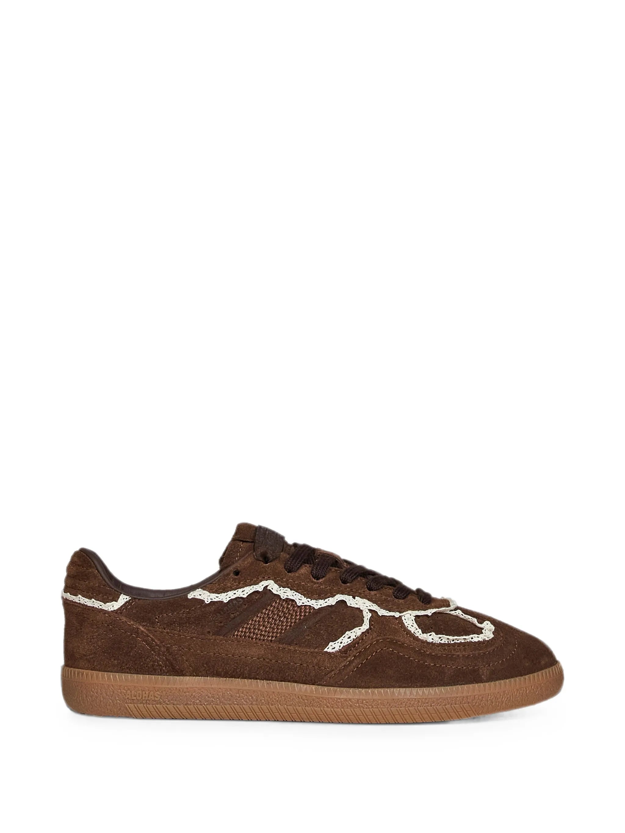crochet-trim suede sneakers