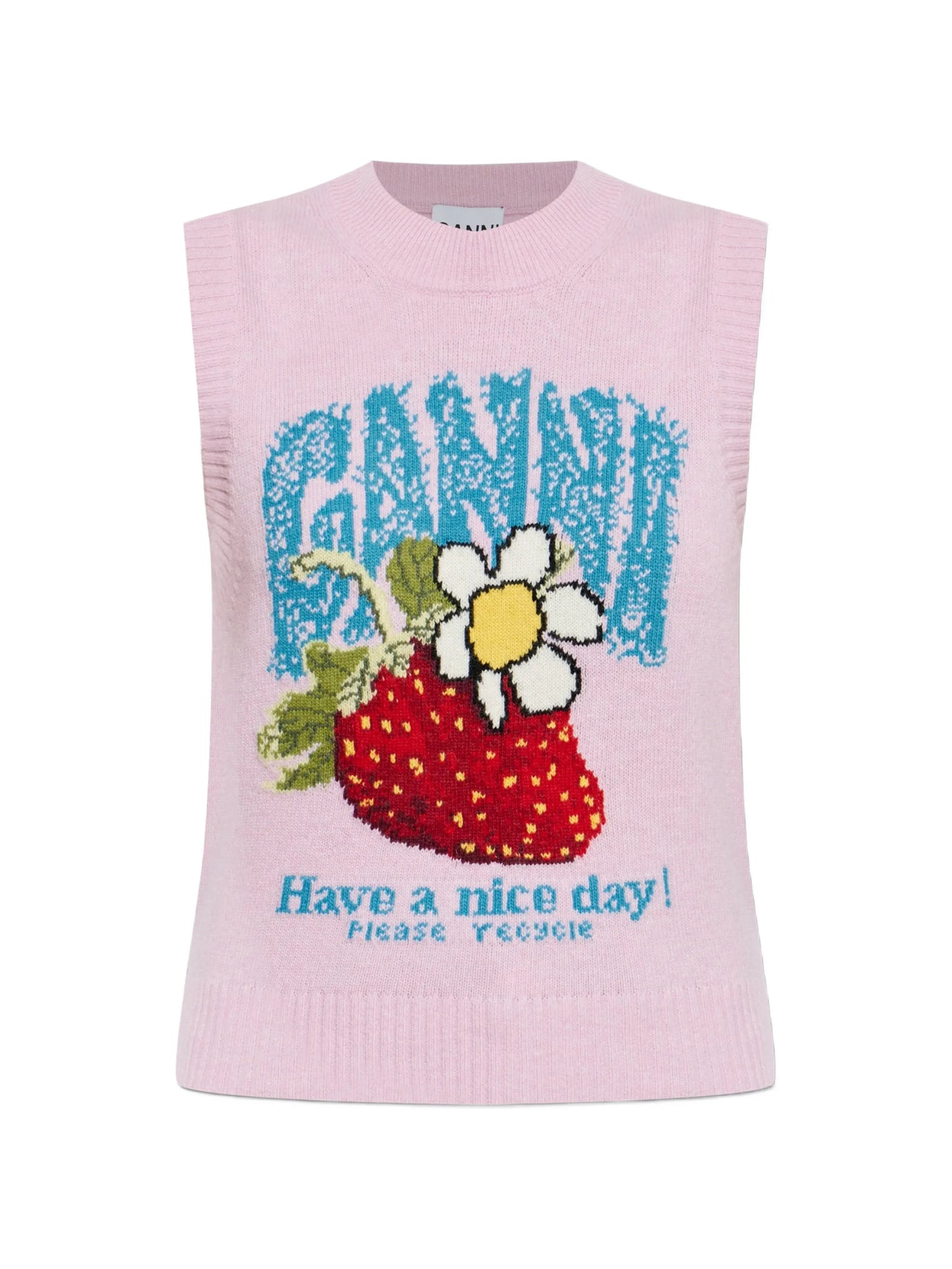 strawberry intarsia-knit vest