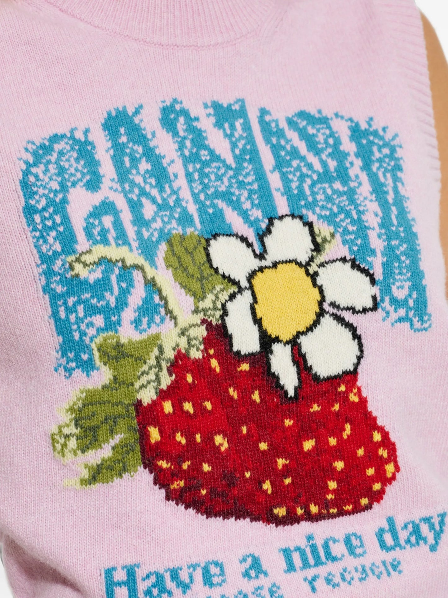 strawberry intarsia-knit vest