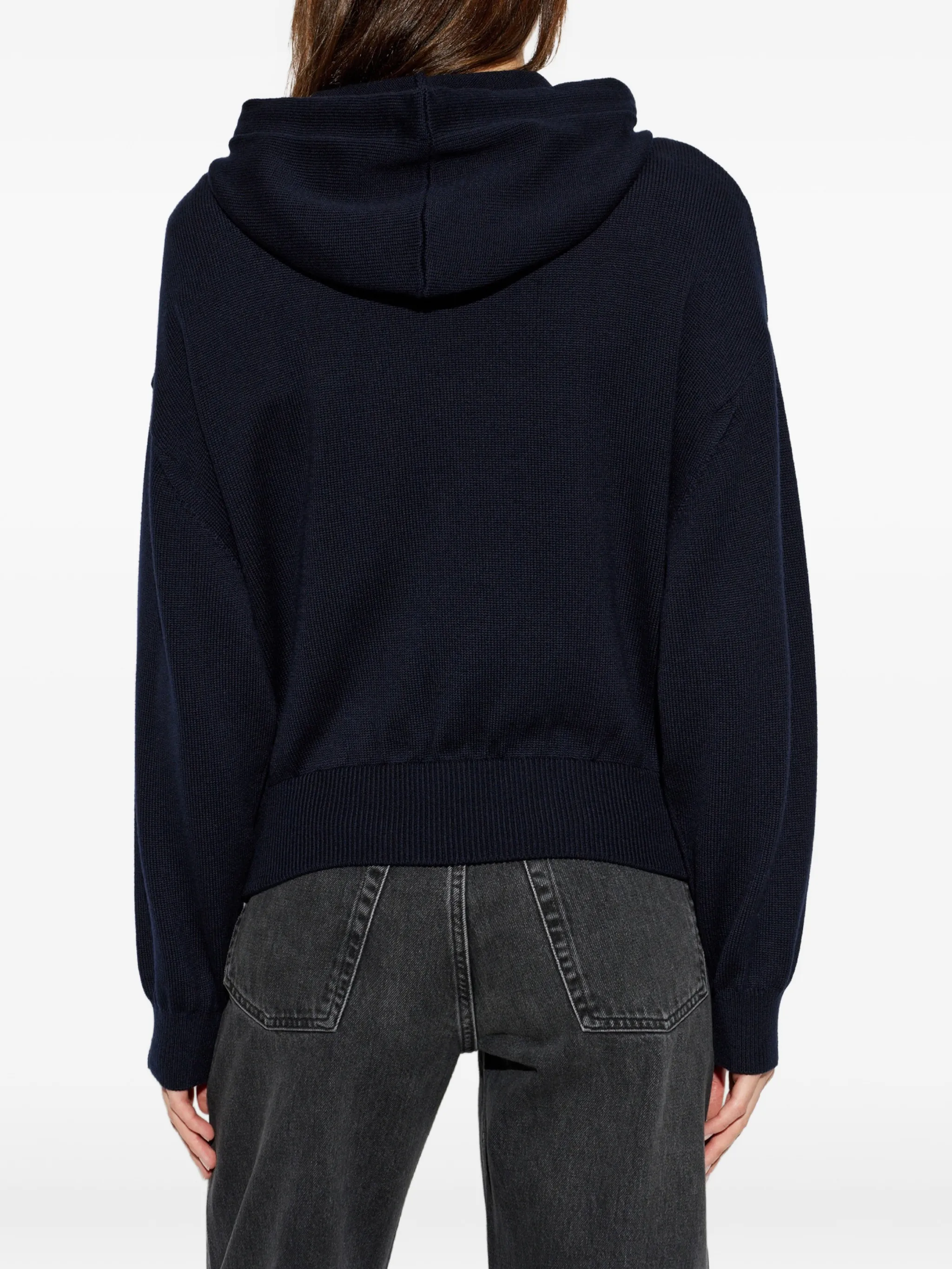 zipped hoodie in wool and cotton