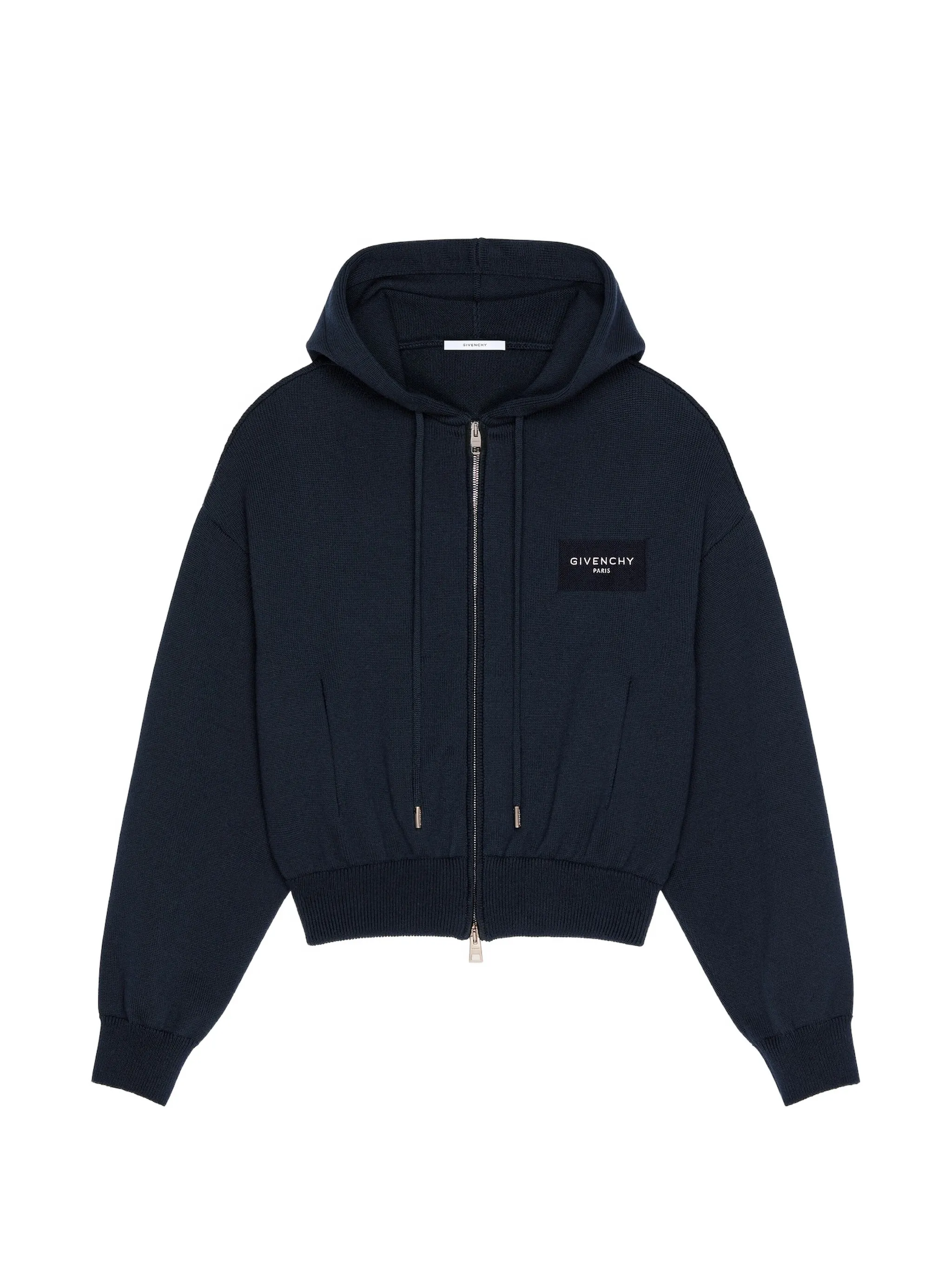zipped hoodie in wool and cotton