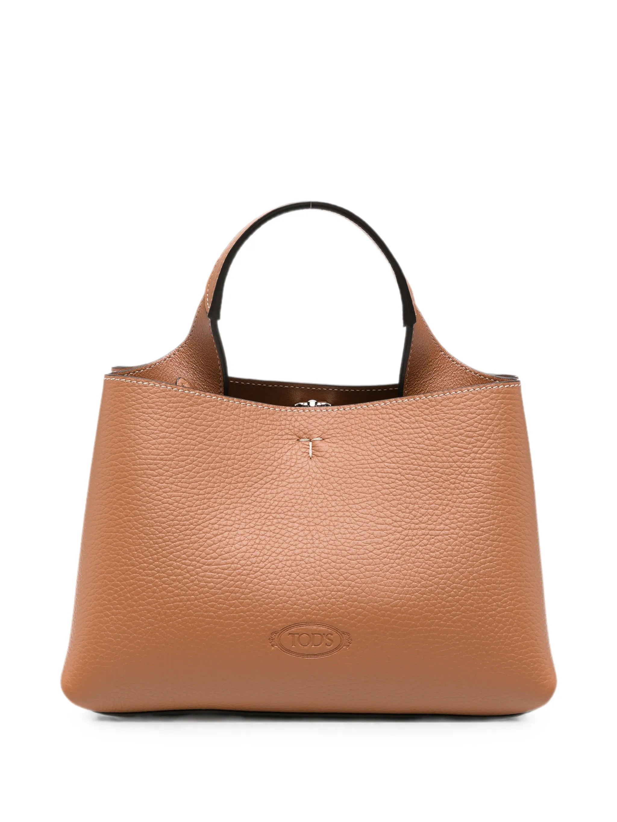 T-logo grained leather tote bag