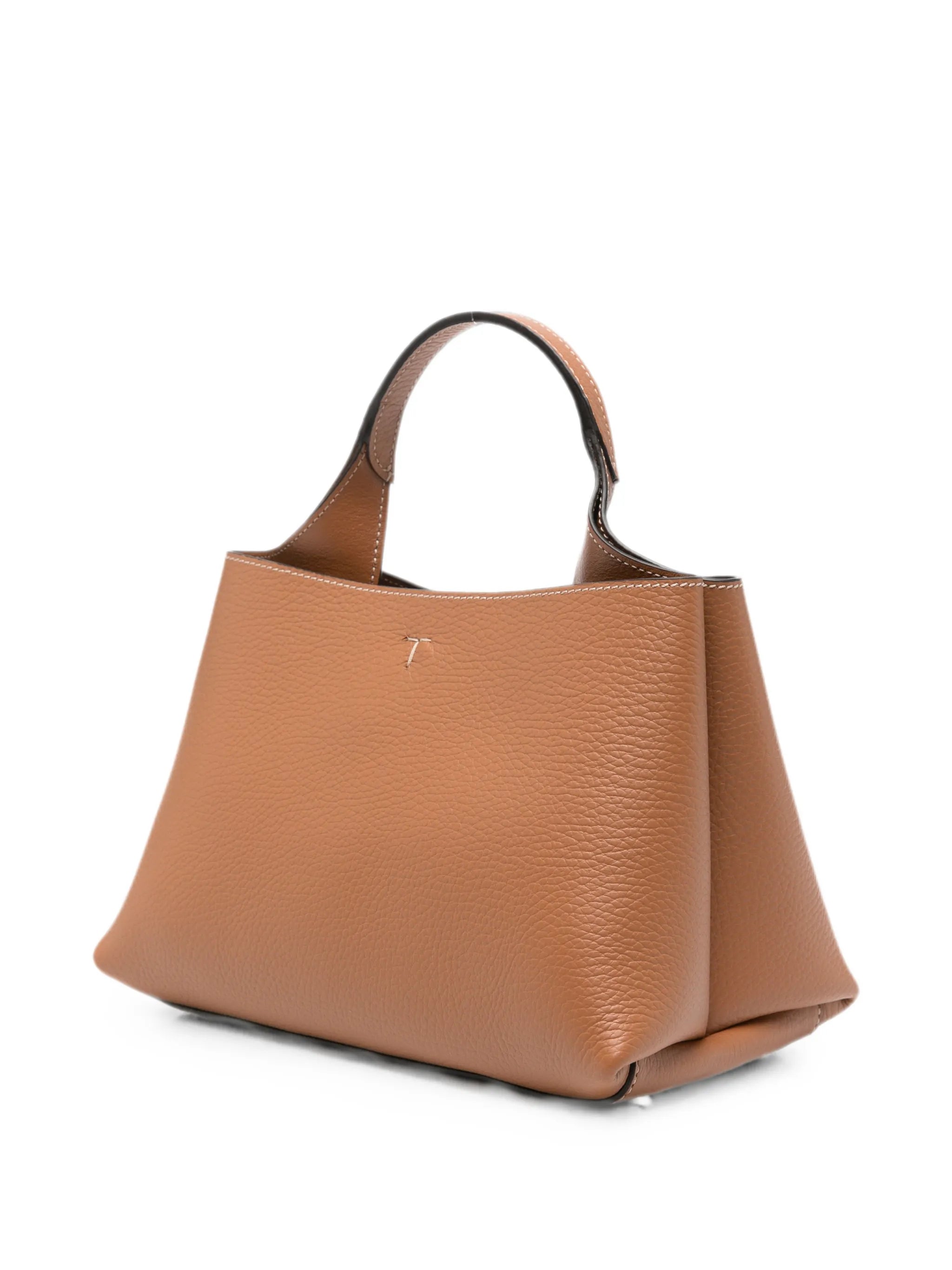 T-logo grained leather tote bag