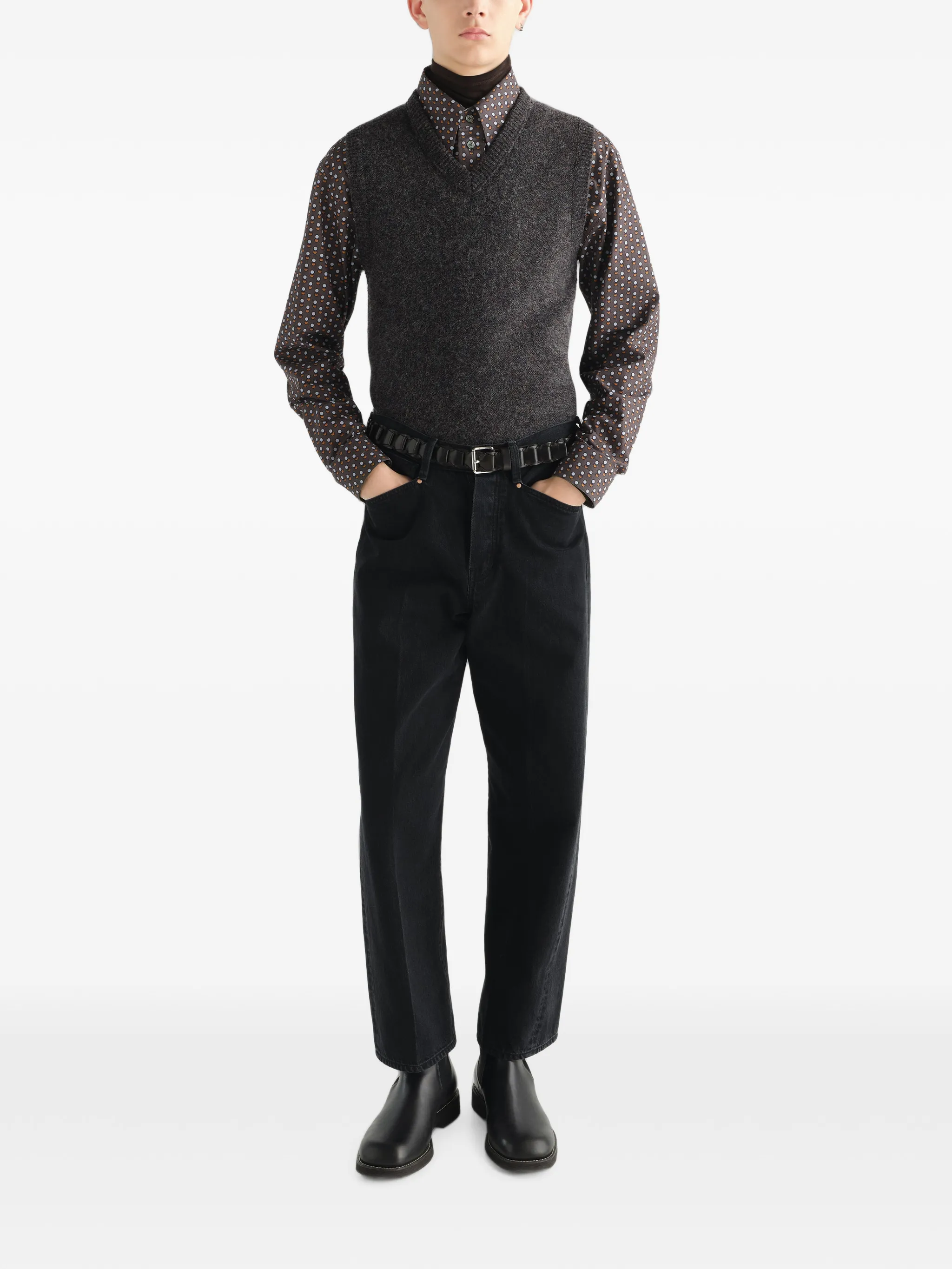 straight five-pocket pants in washed selvedge denim