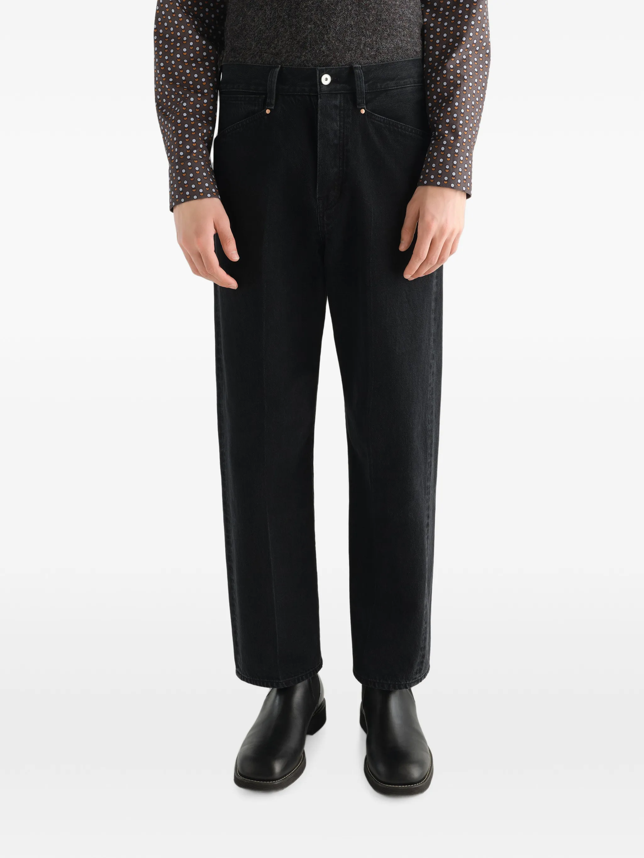 straight five-pocket pants in washed selvedge denim