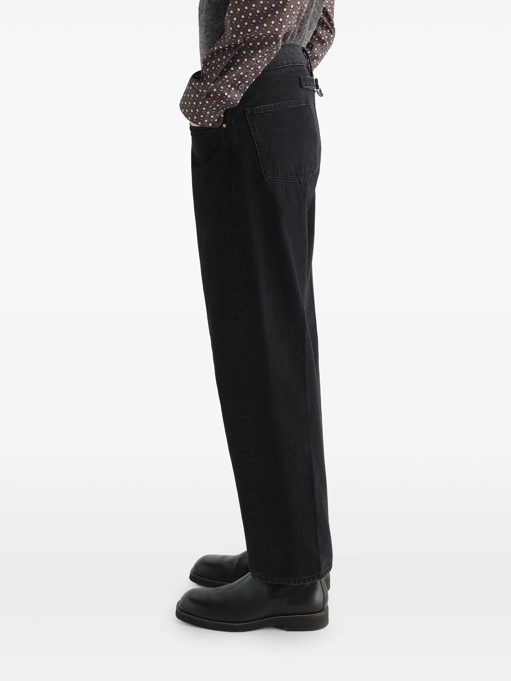 straight five-pocket pants in washed selvedge denim