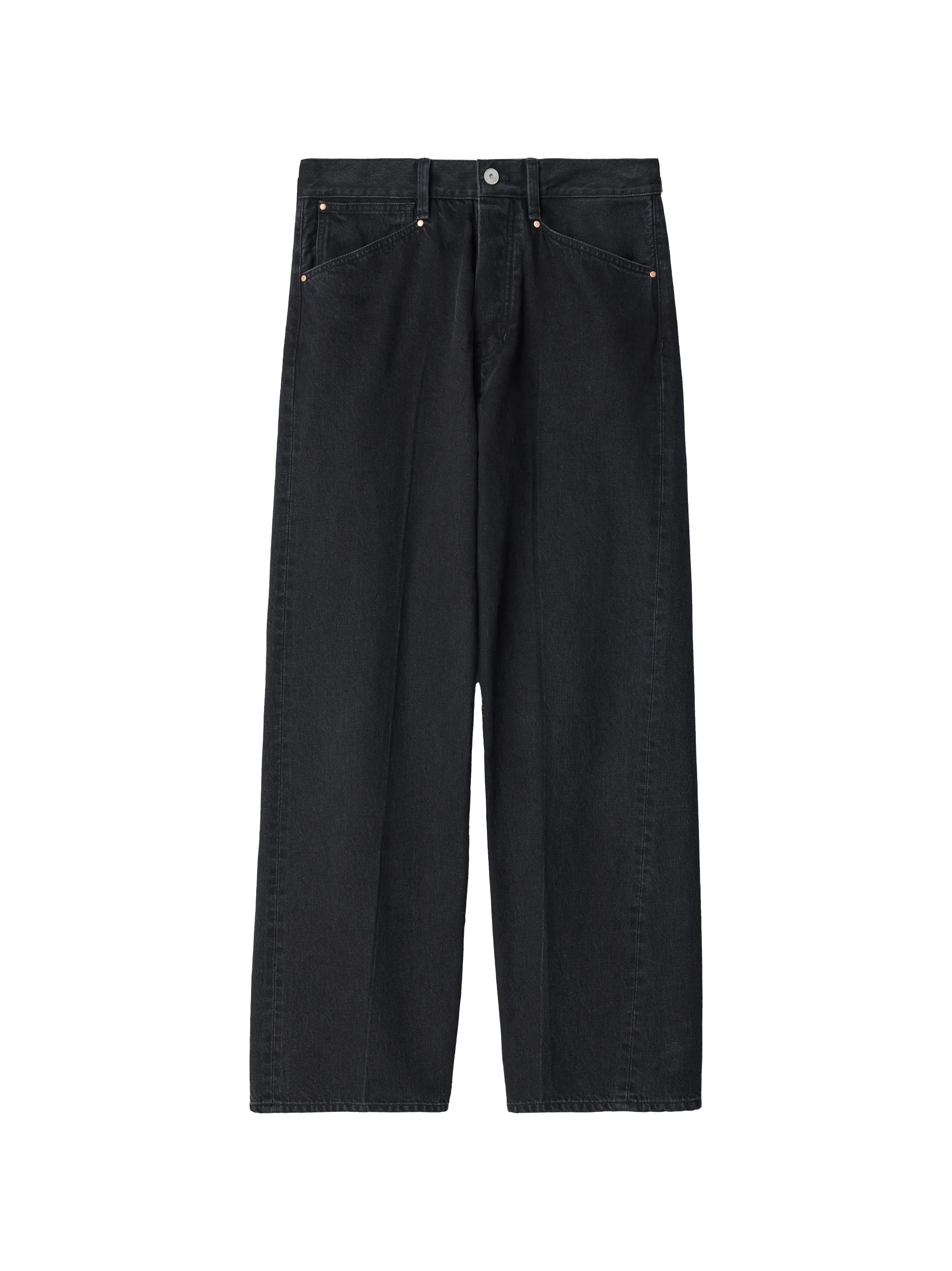 straight five-pocket pants in washed selvedge denim