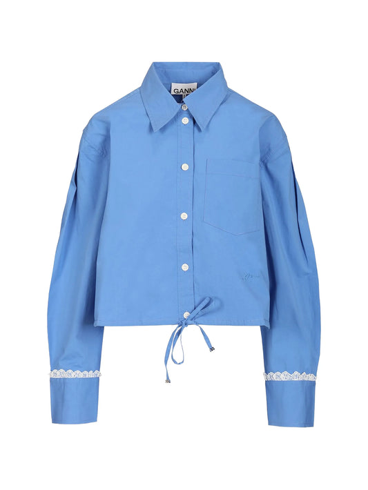 lace-trim crop shirt