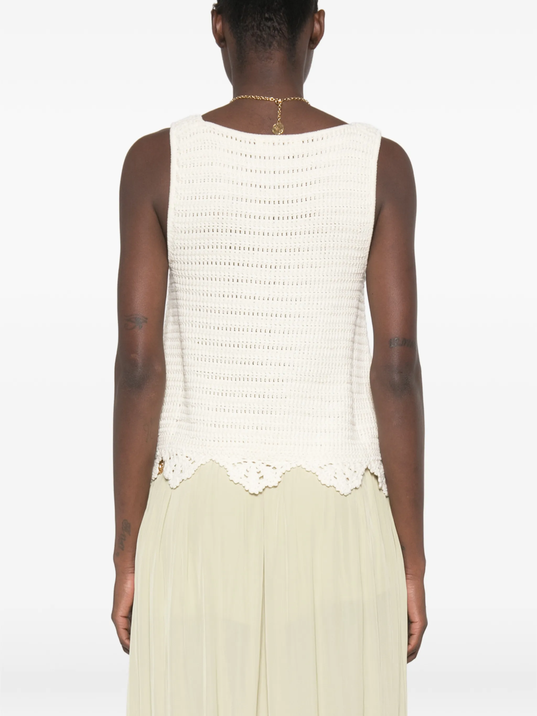 sleeveless cropped top in crochet knit