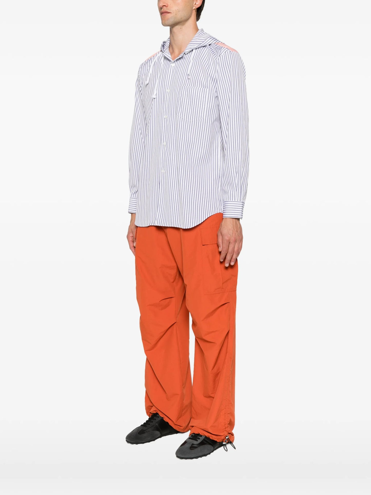 striped double-hood shirt