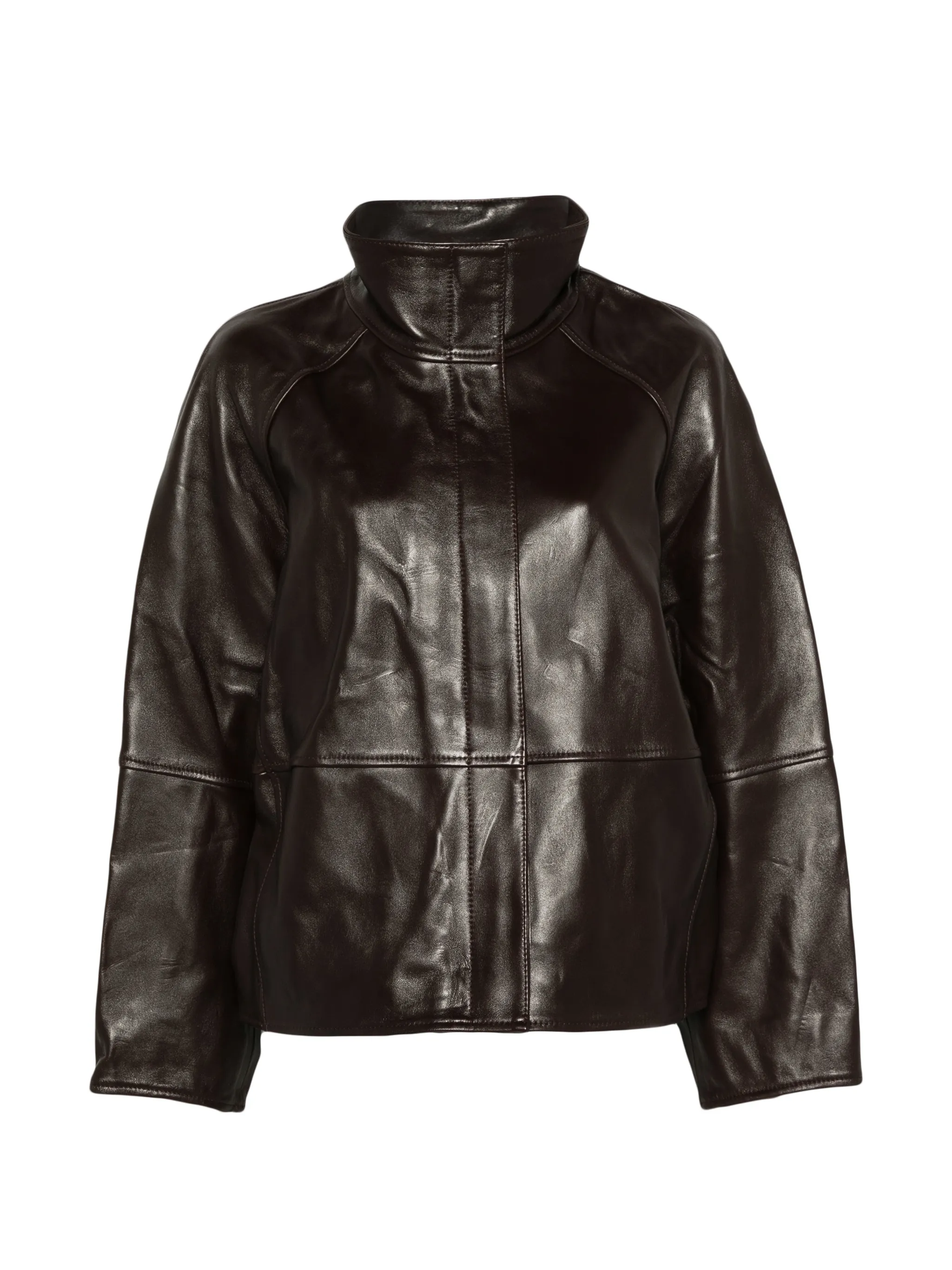 Gamma raglan jacket in glazed leather