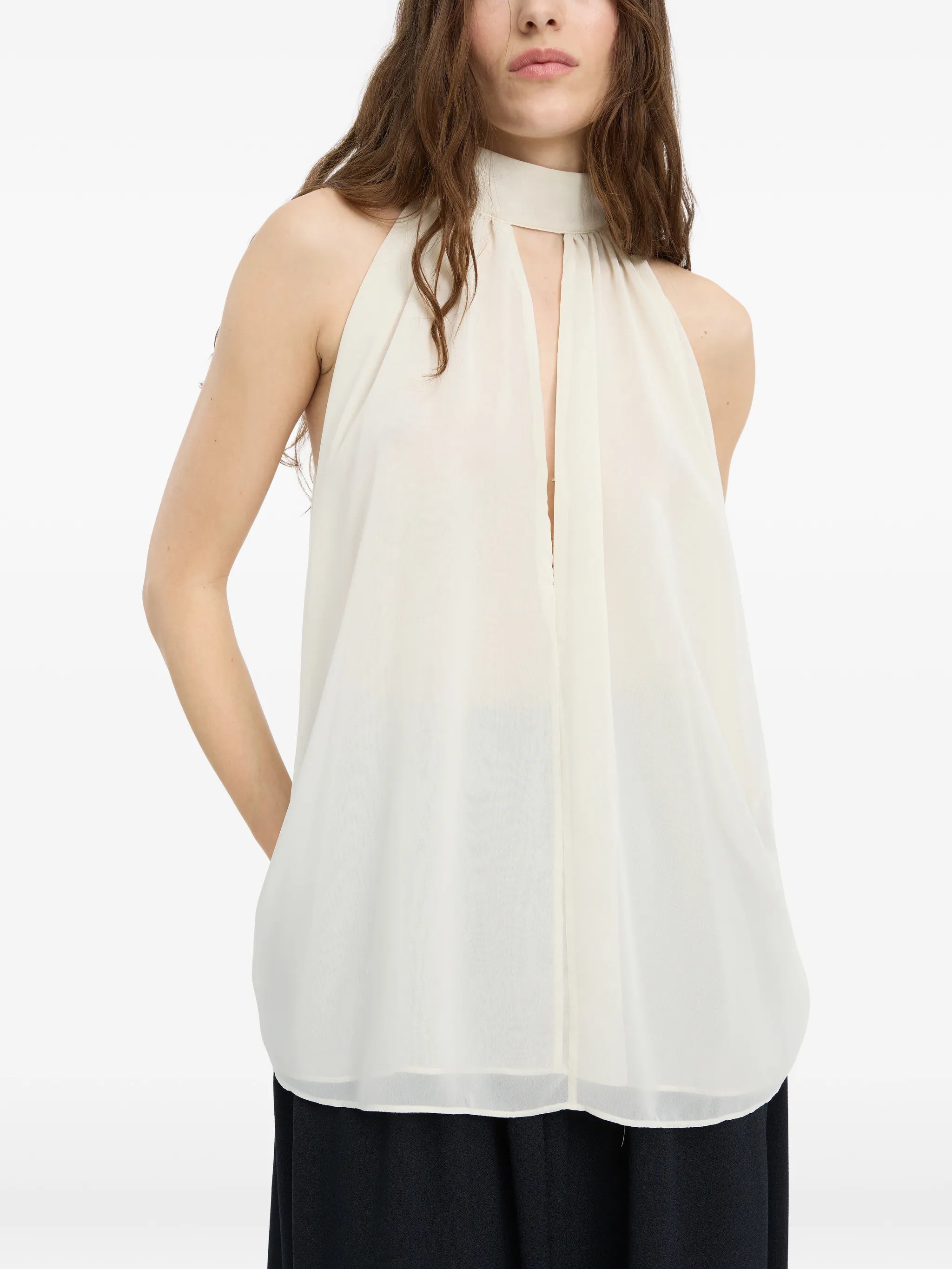 pleated halterneck top