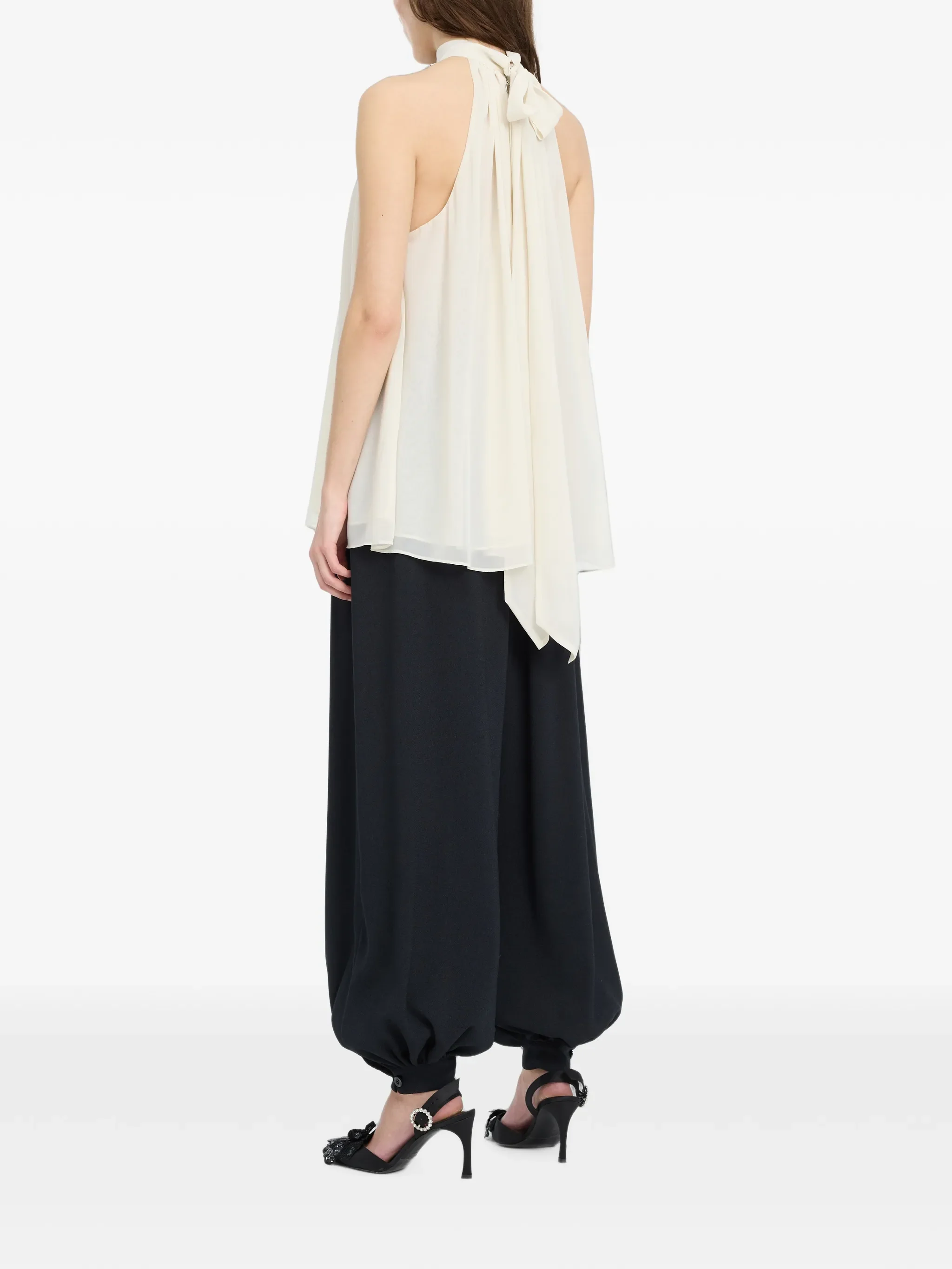 pleated halterneck top