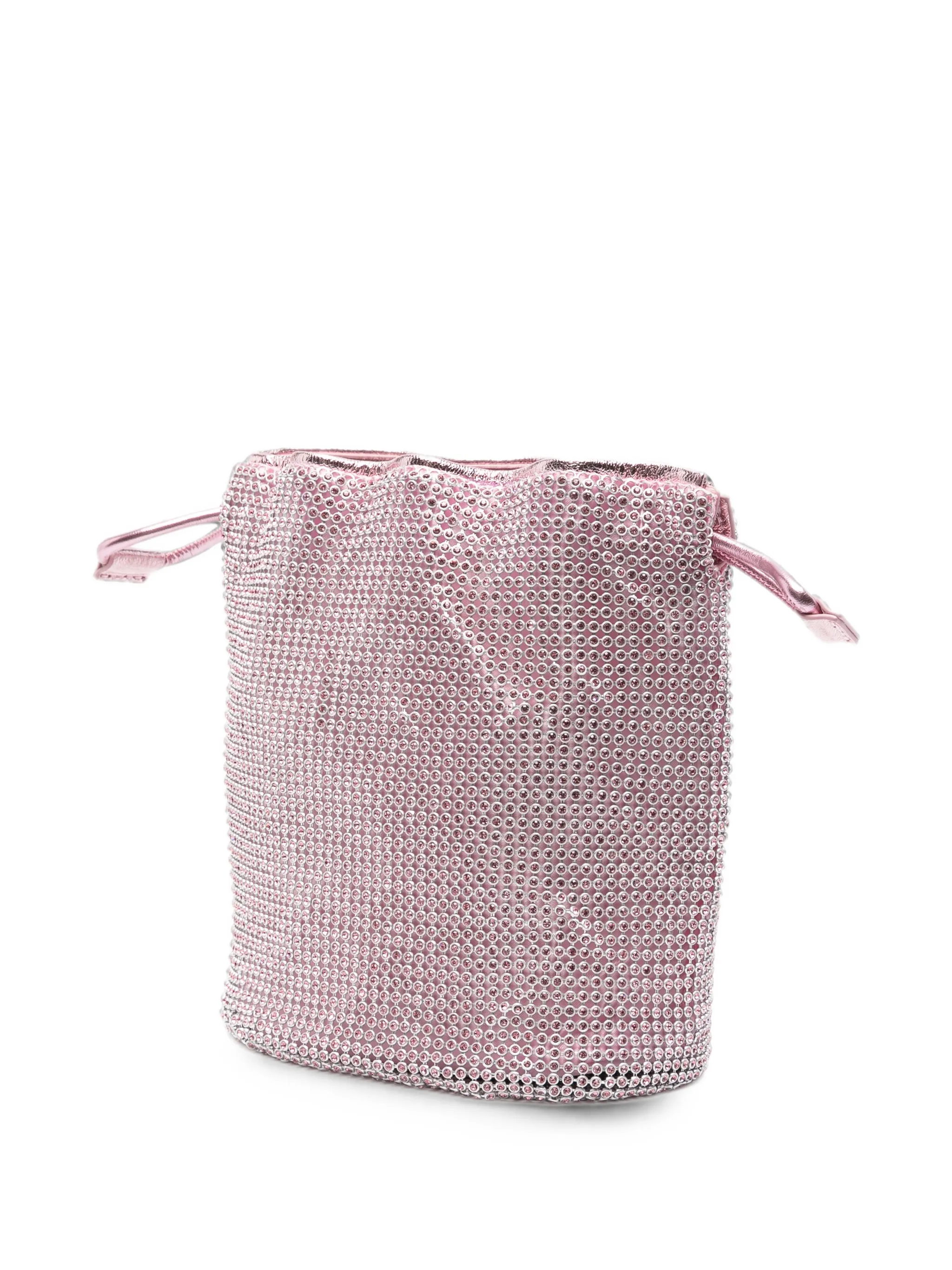 crystal-embellished drawstring clutch bag