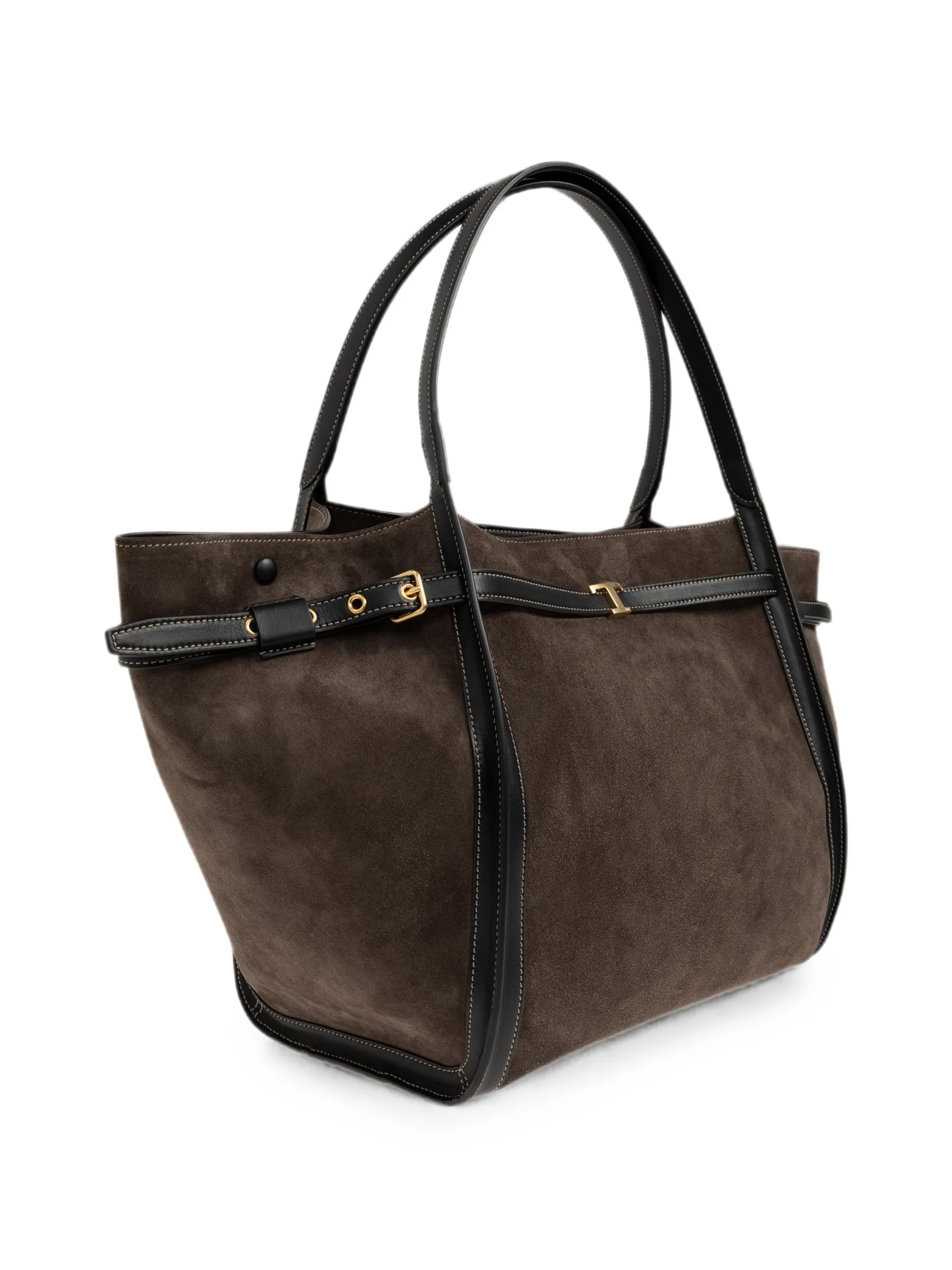 T Signature shopping bag in suede medium