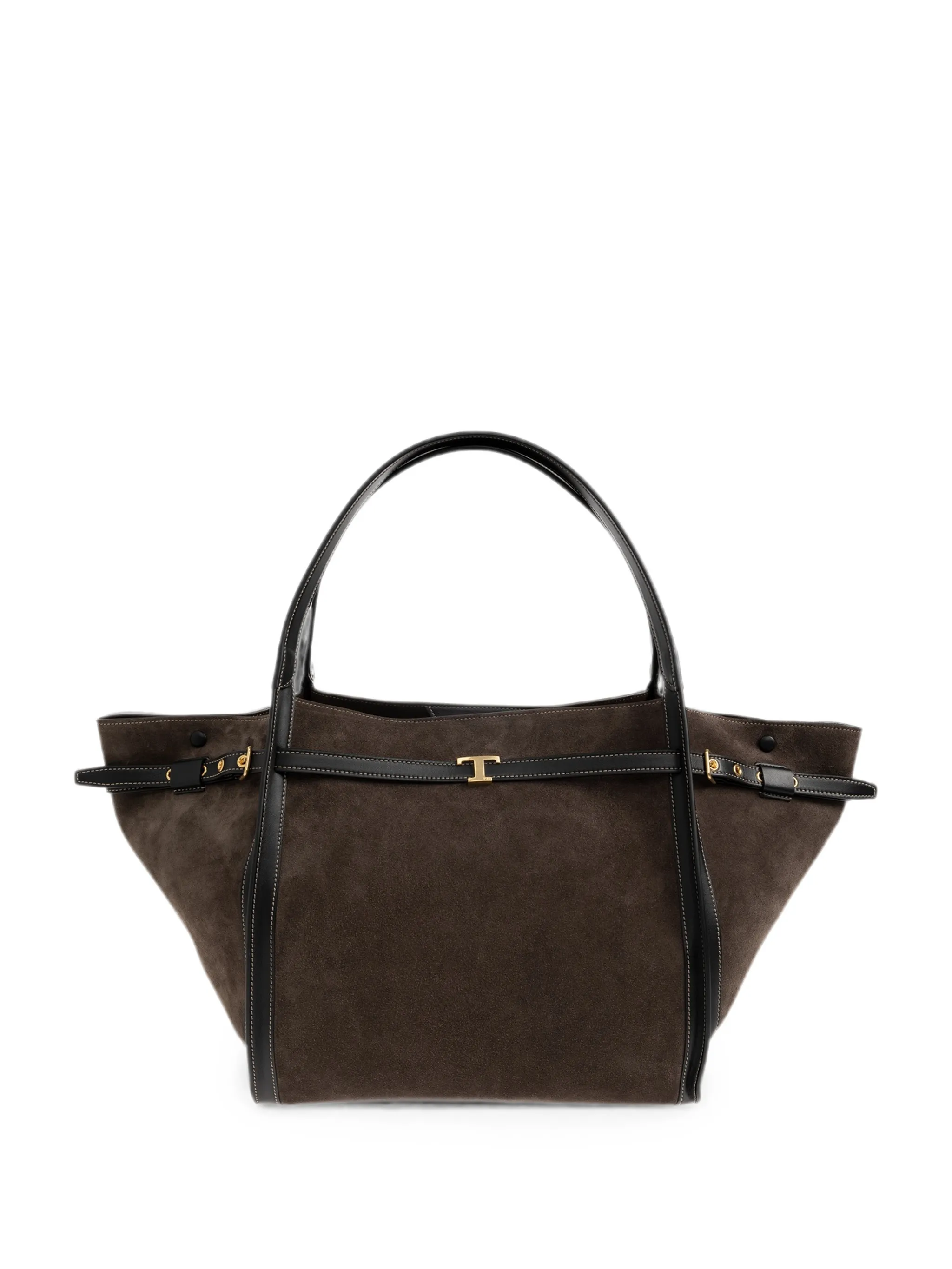 T Signature shopping bag in suede medium