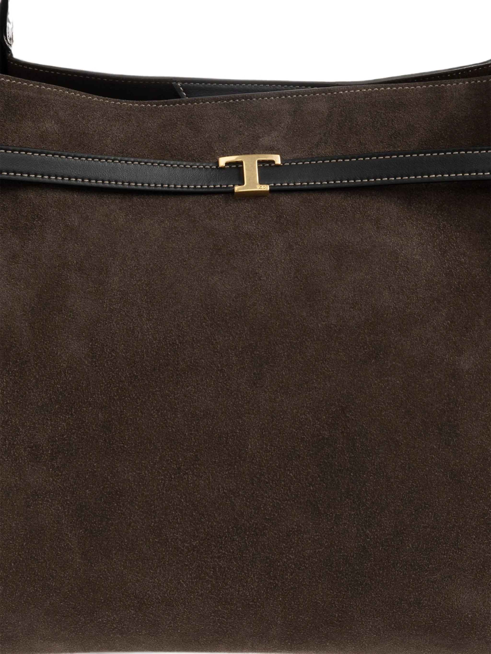 T Signature shopping bag in suede medium