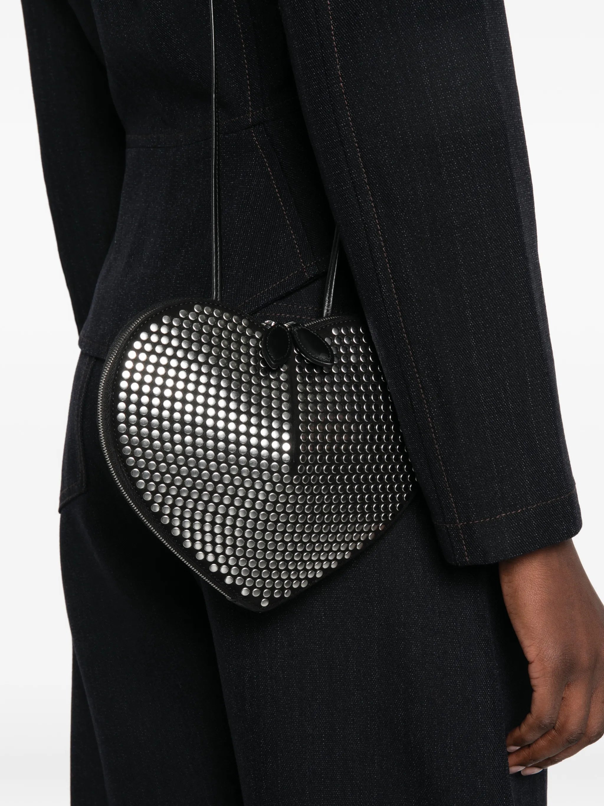 Coeur studded suede crossbody bag