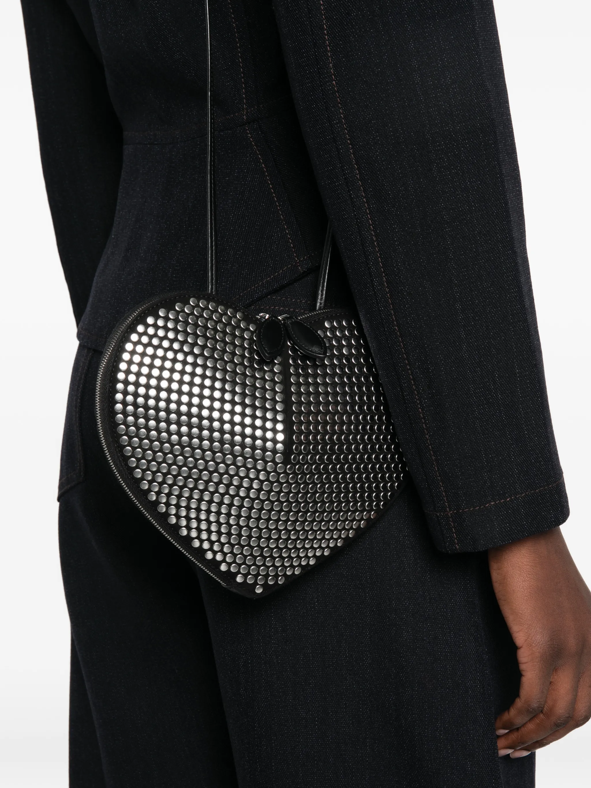 Coeur studded suede crossbody bag