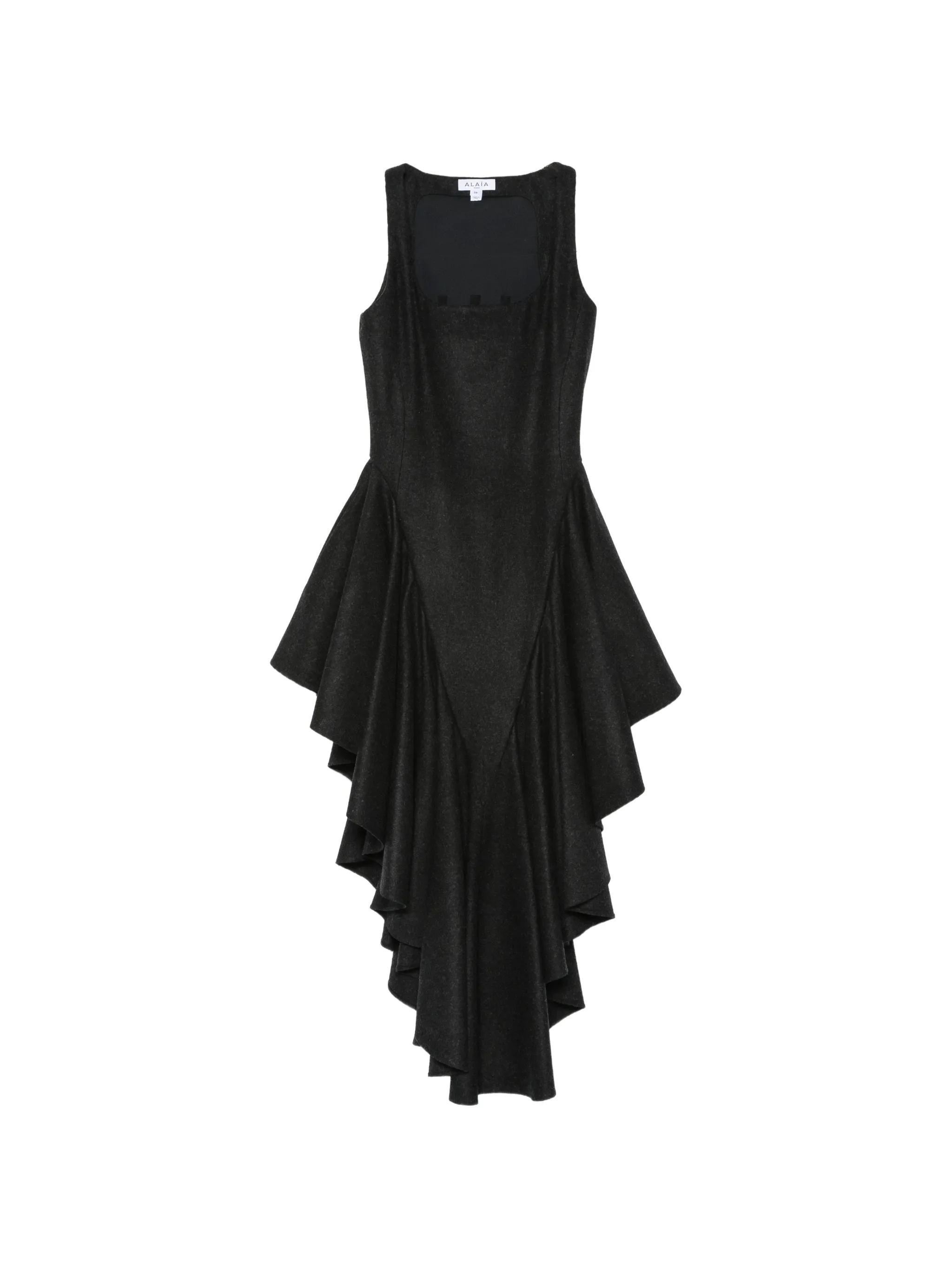 Triangle felted wool ruffled midi dress
