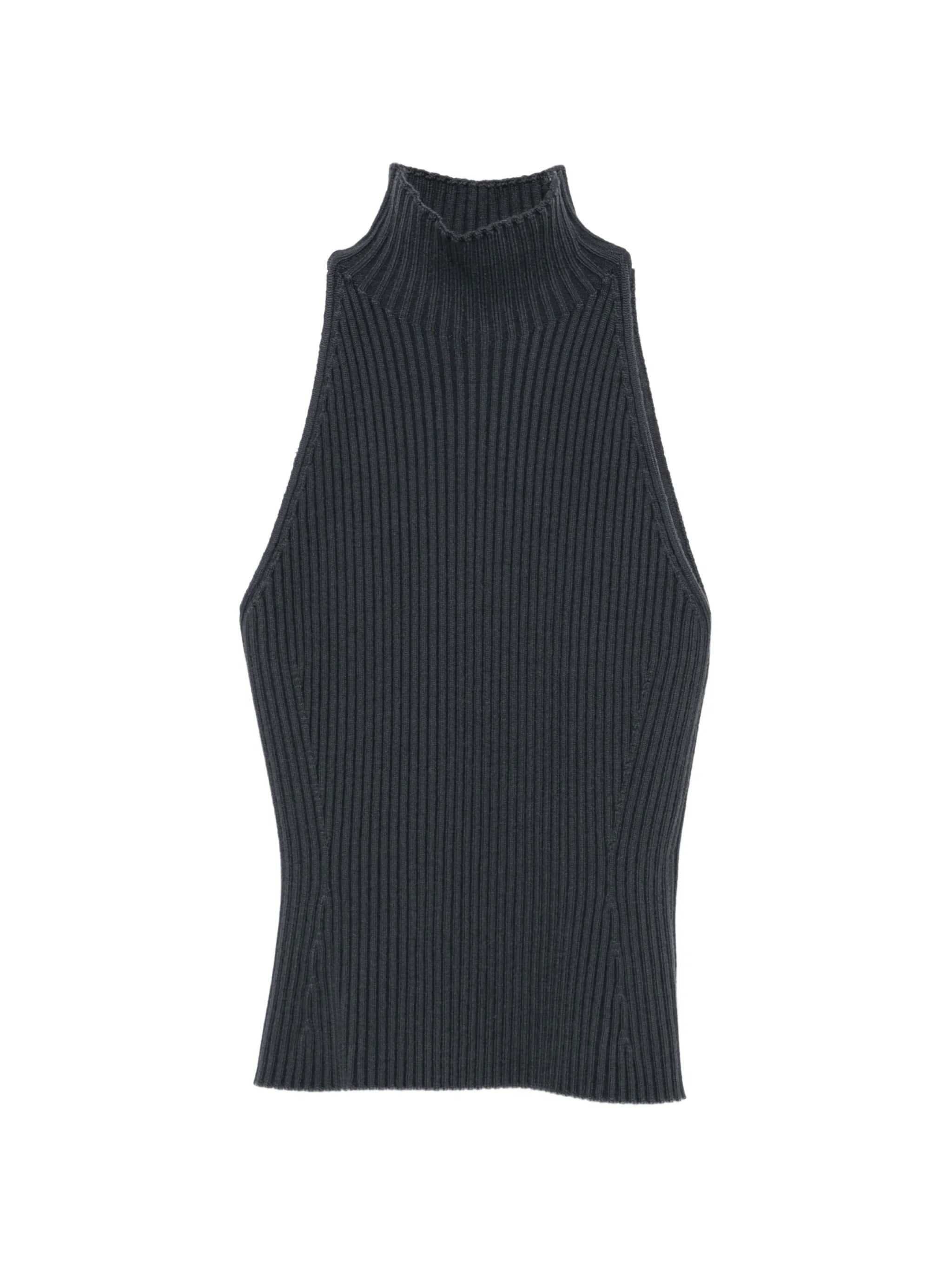 ribbed-knit halterneck top