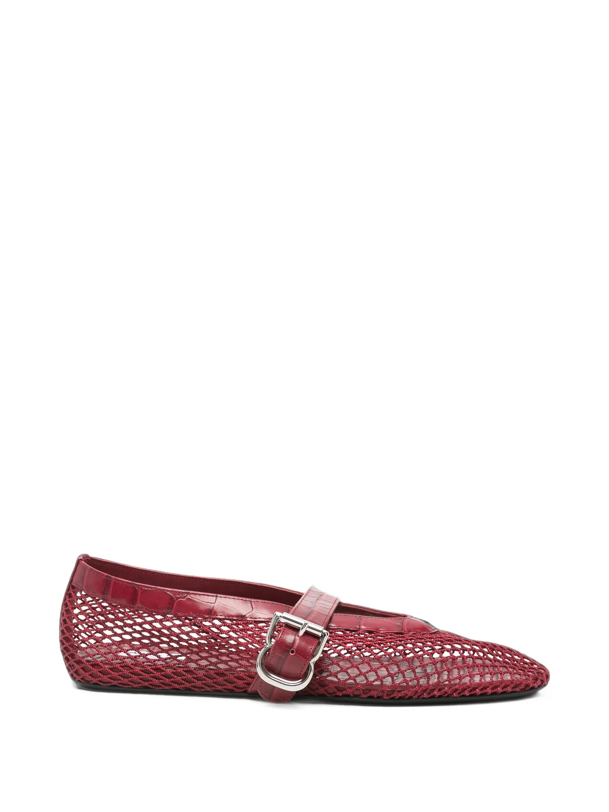 Fishnet croc-effect ballet flats