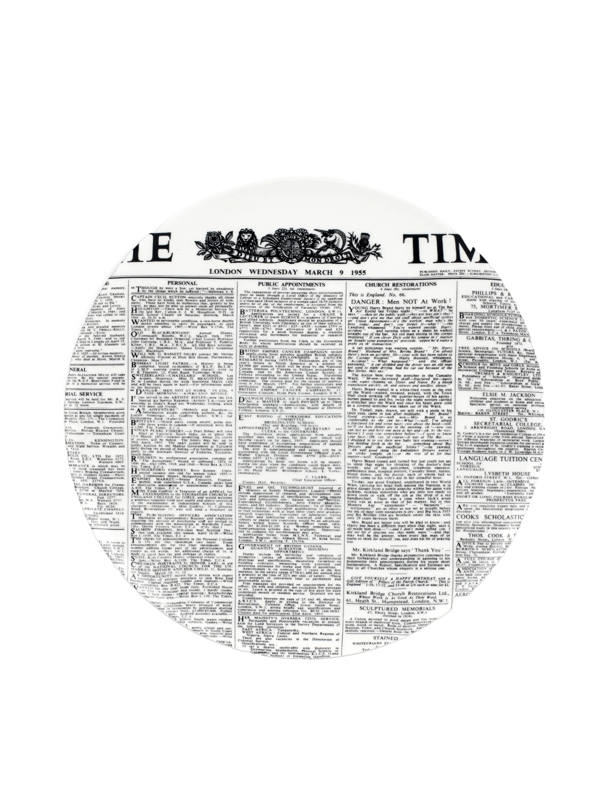 The Times decorative wall plate