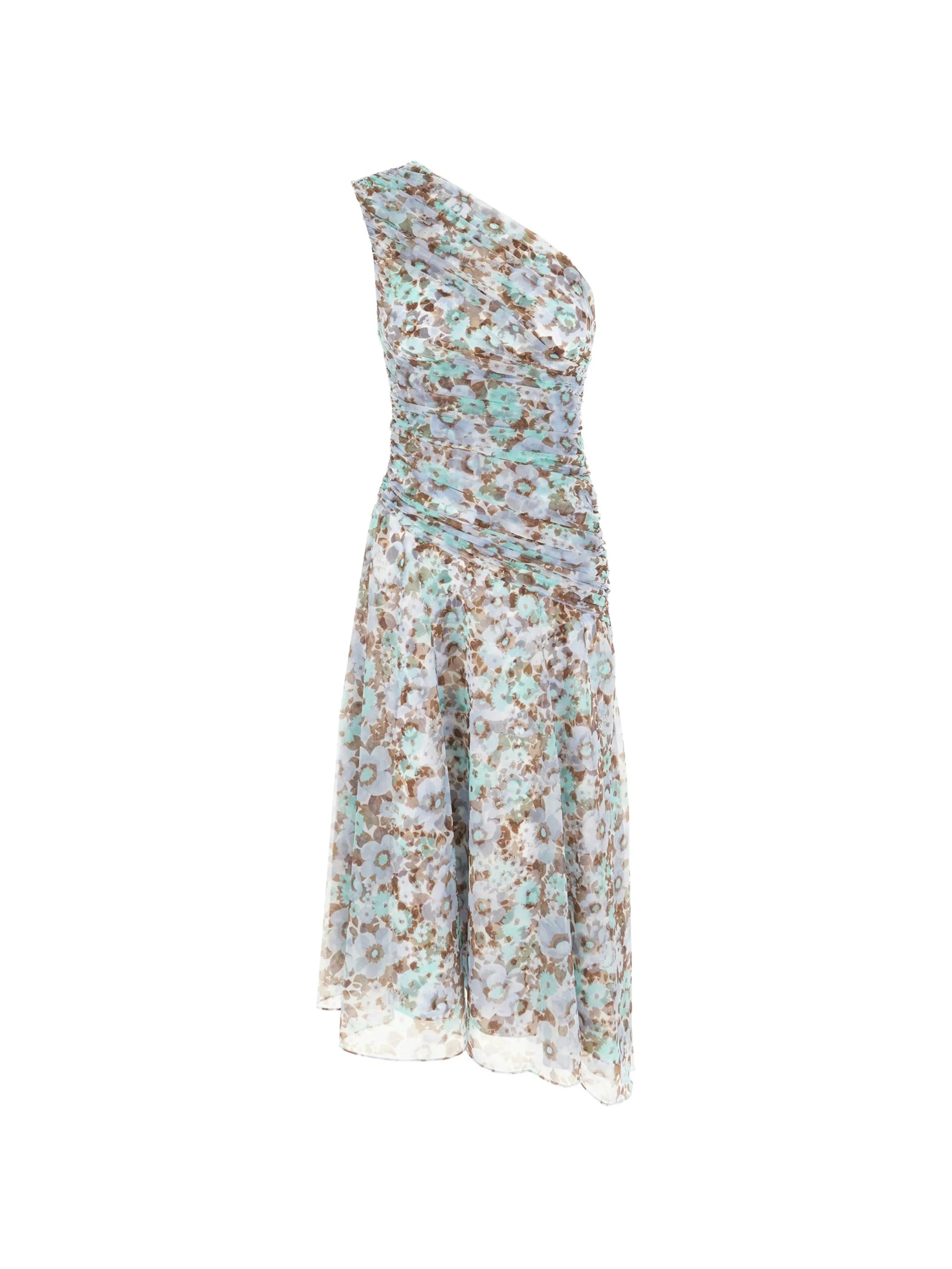 printed one-shoulder dress
