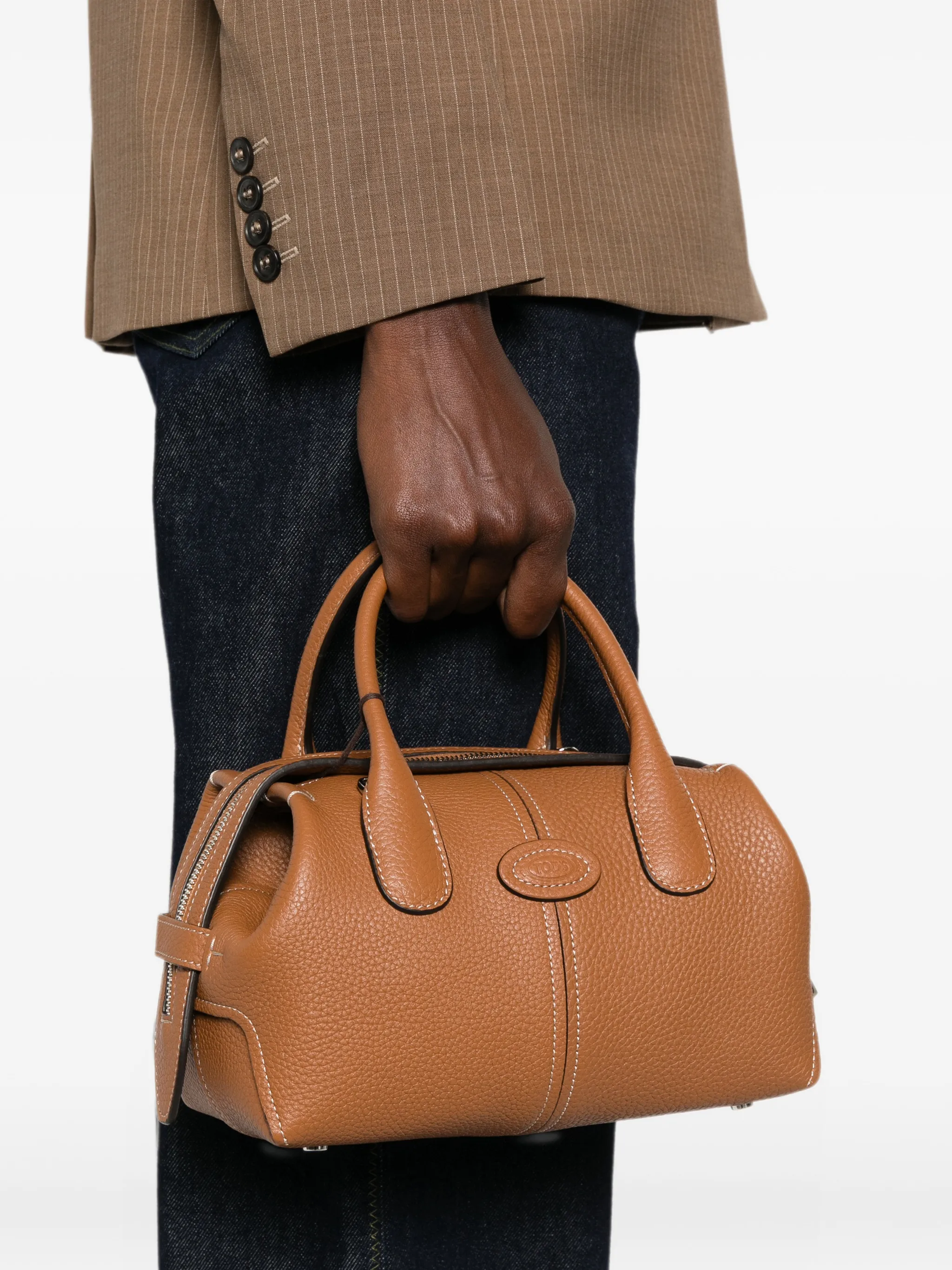 mini logo-patch pebbled tote bag