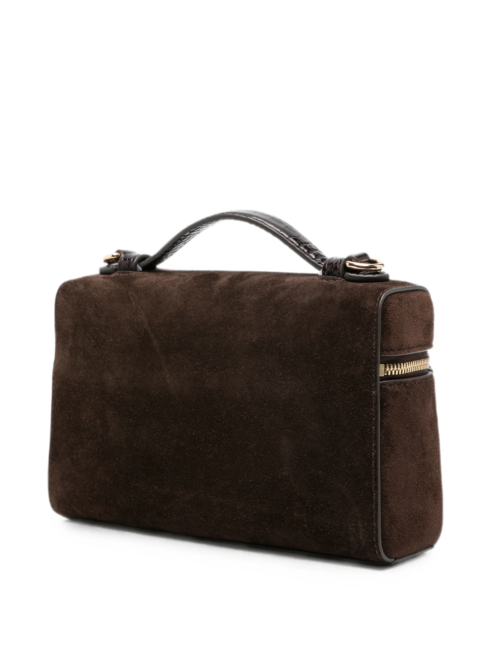 Romy suede slim top handle bag