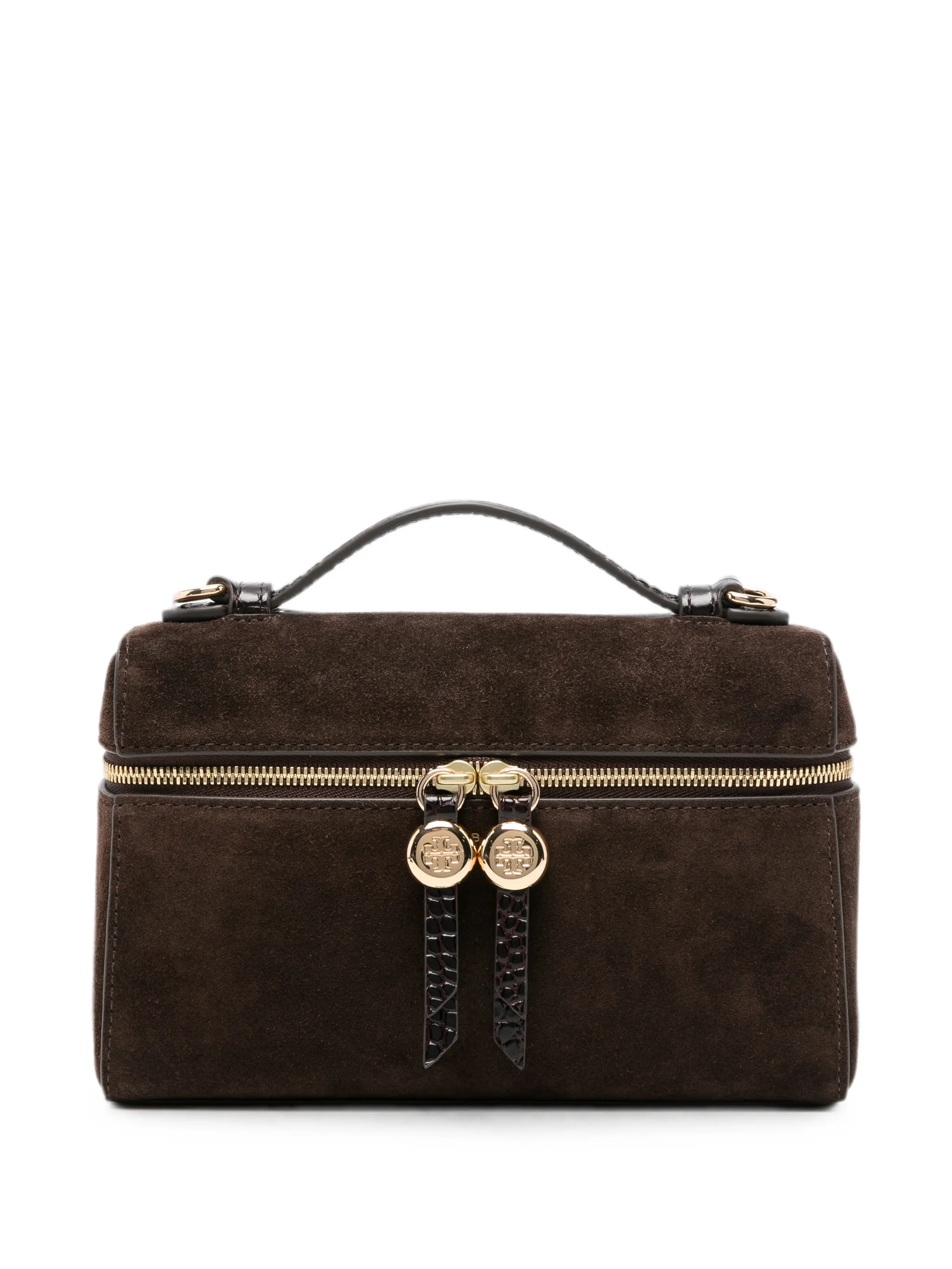 Romy suede slim top handle bag