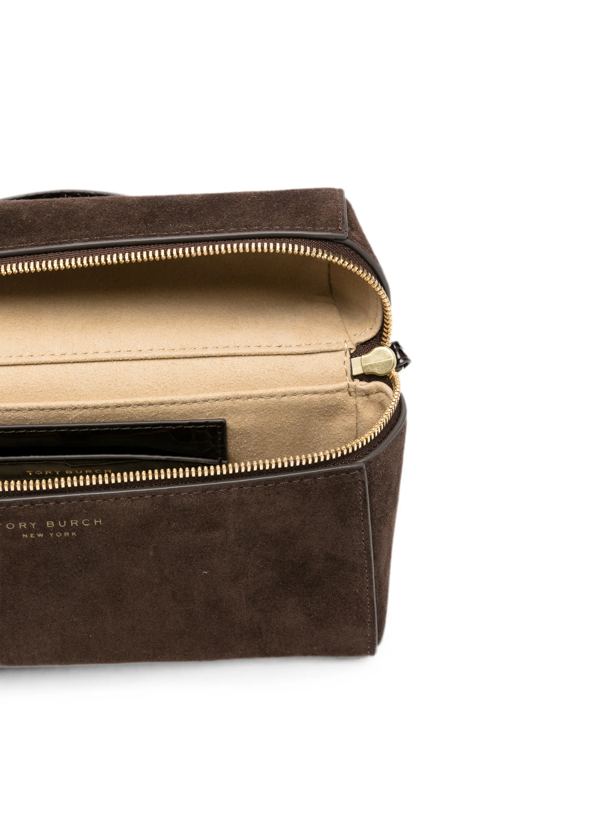 Romy suede slim top handle bag