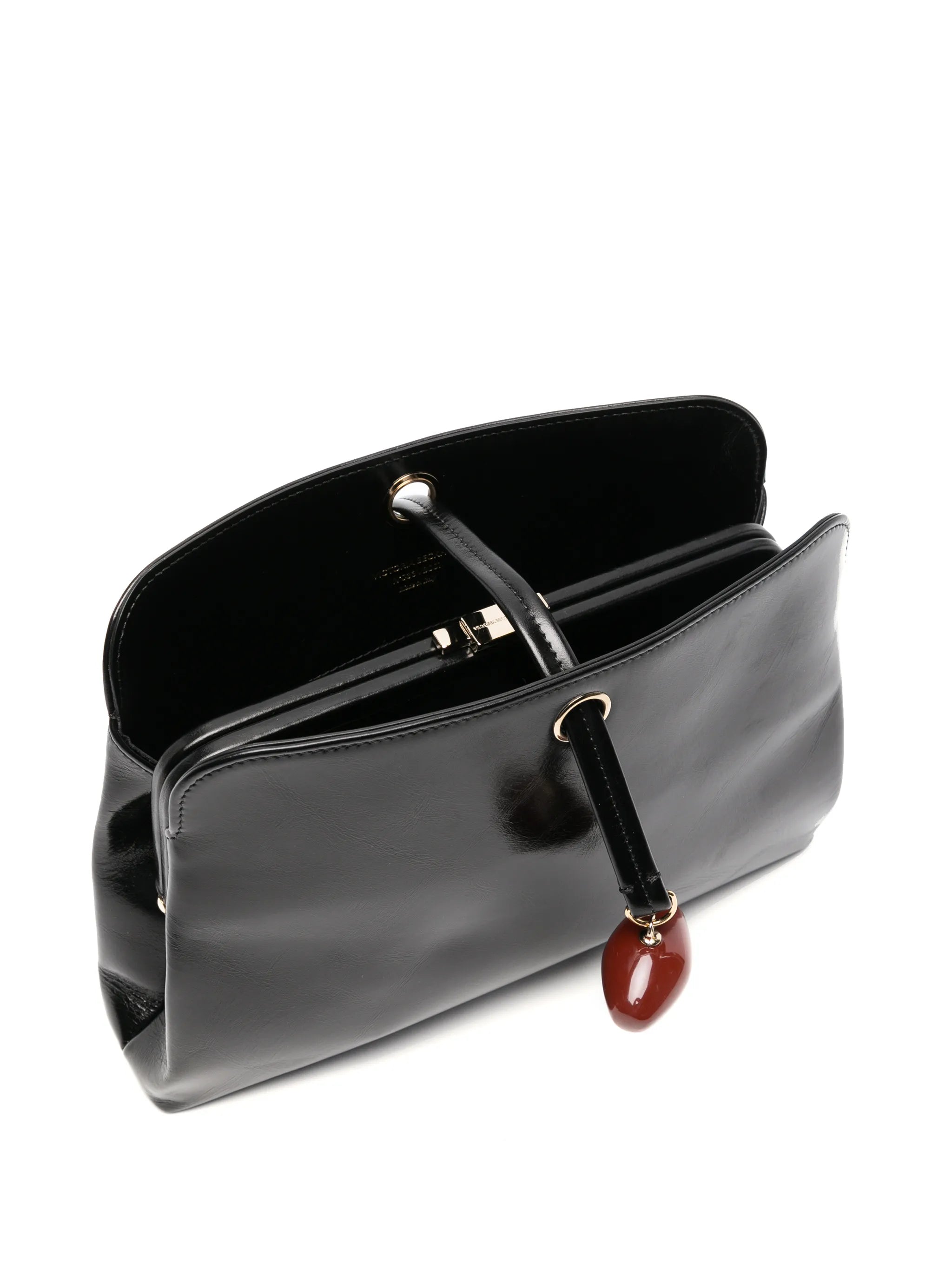 Kizette clutch black supple shine leather