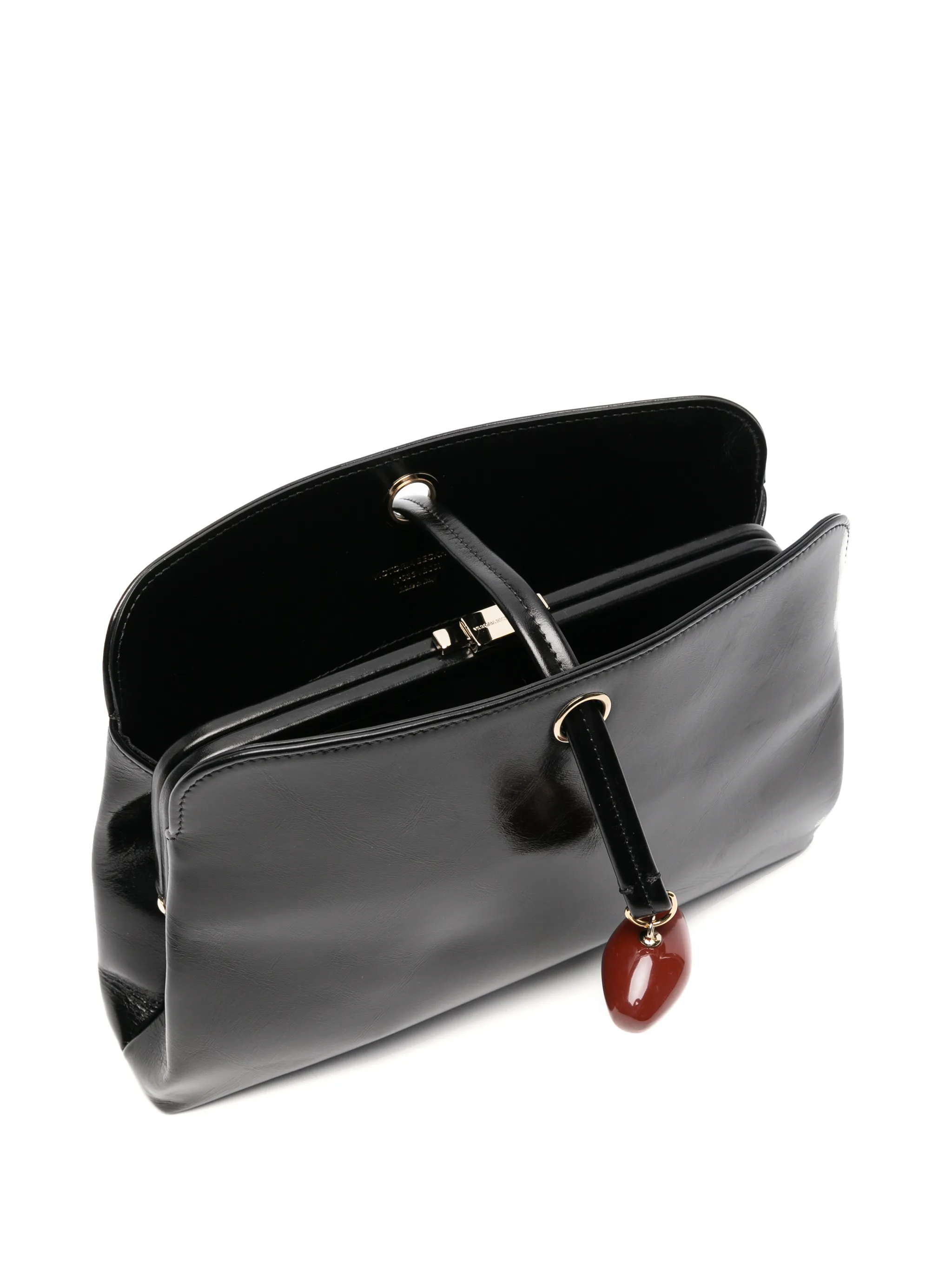 Kizette clutch black supple shine leather