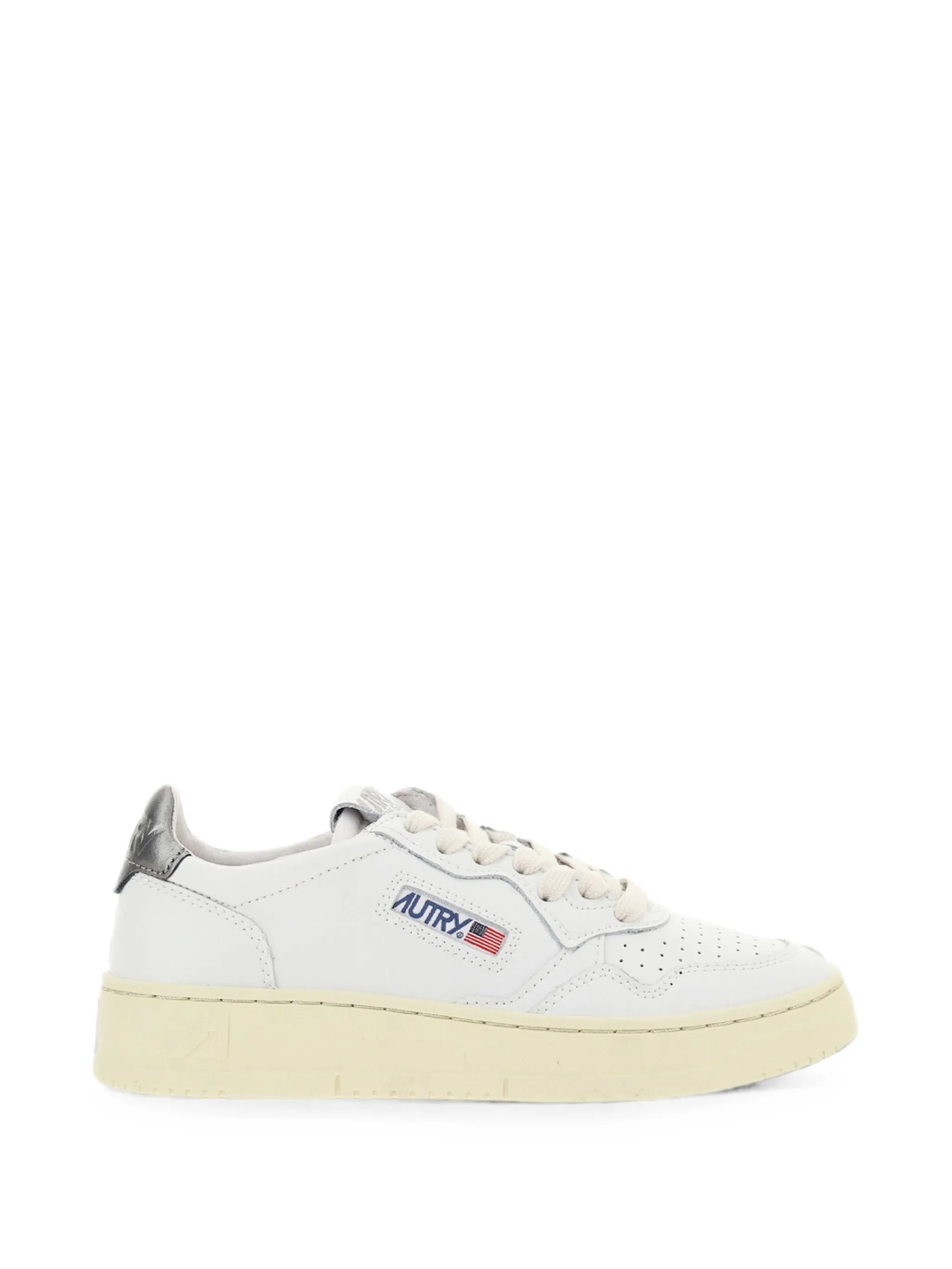 Medalist low sneakers in white and silver leather