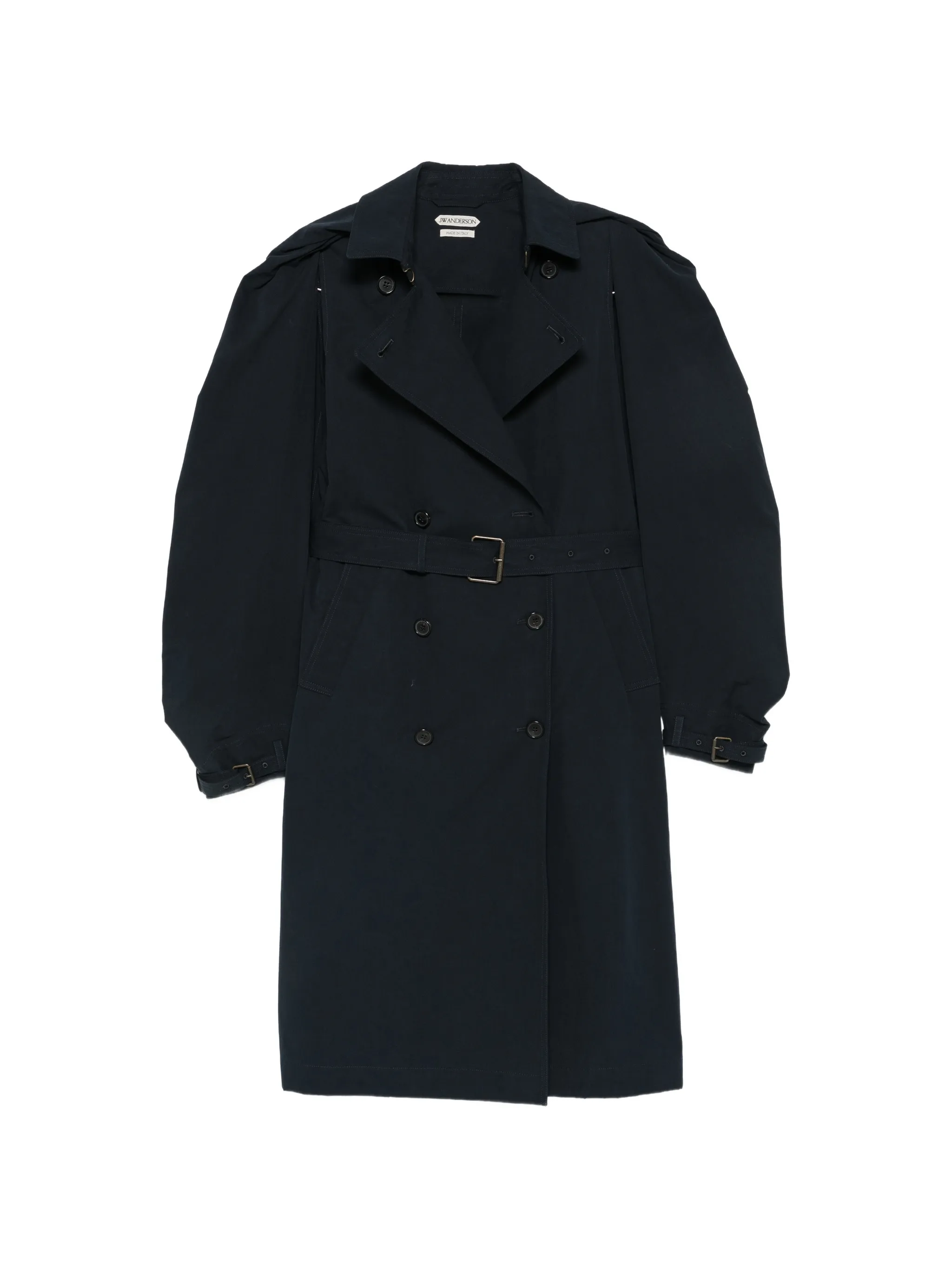 cape-overlay double-breasted trench coat