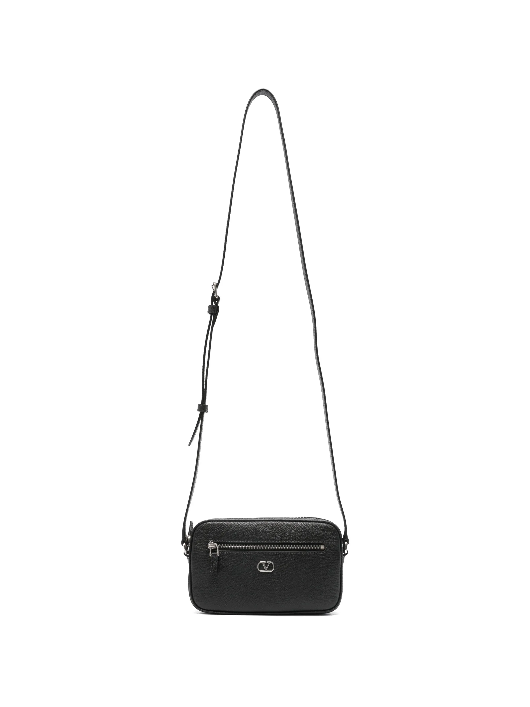 VLogo leather messenger bag