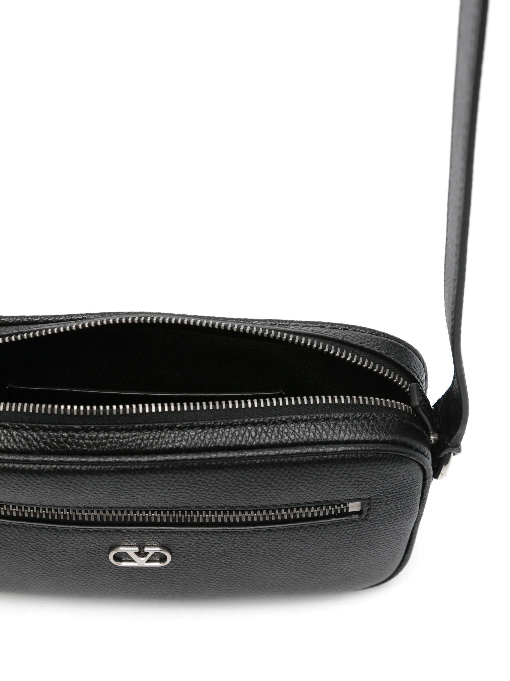 VLogo leather messenger bag