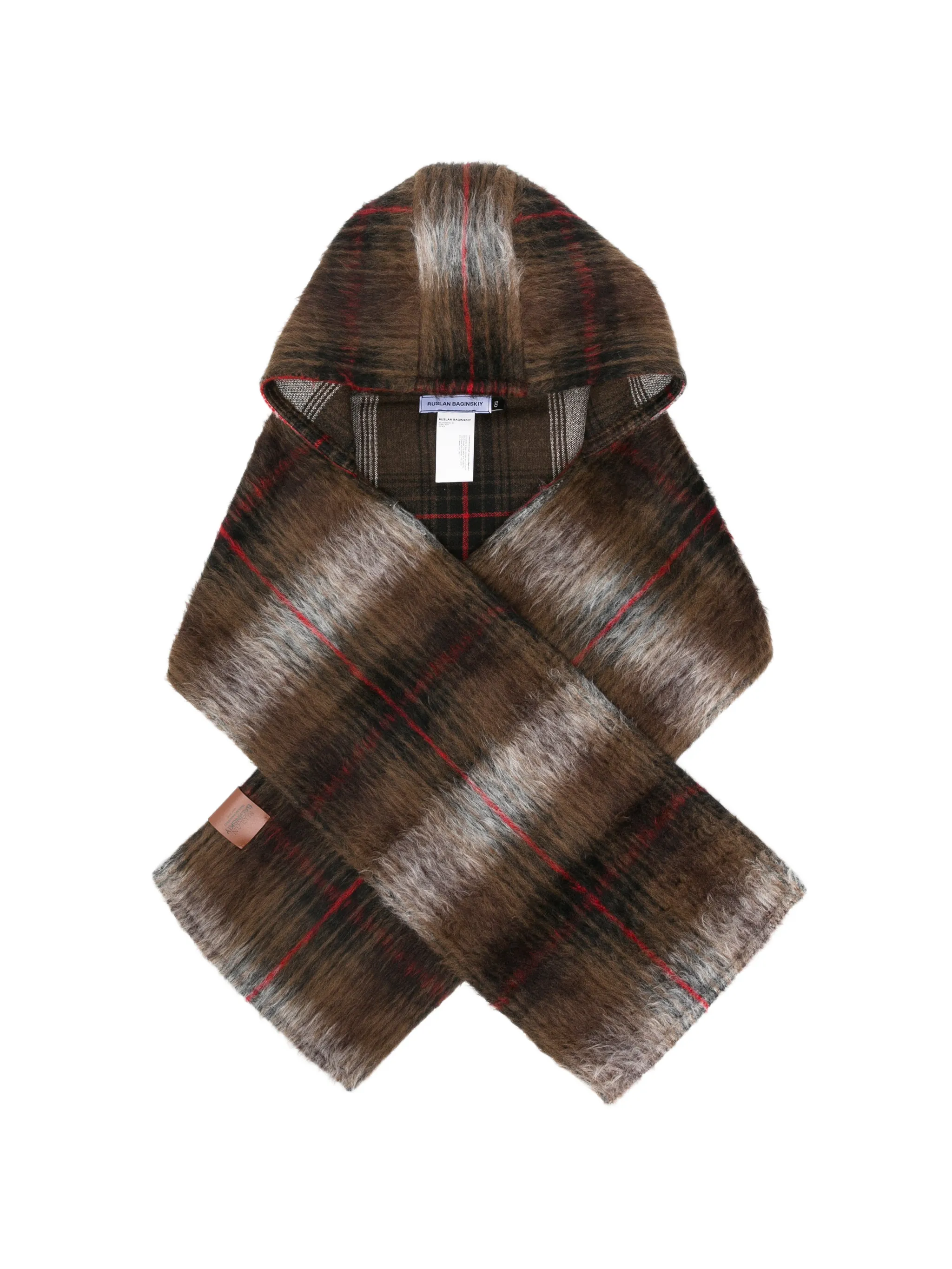 checked hooded scarf