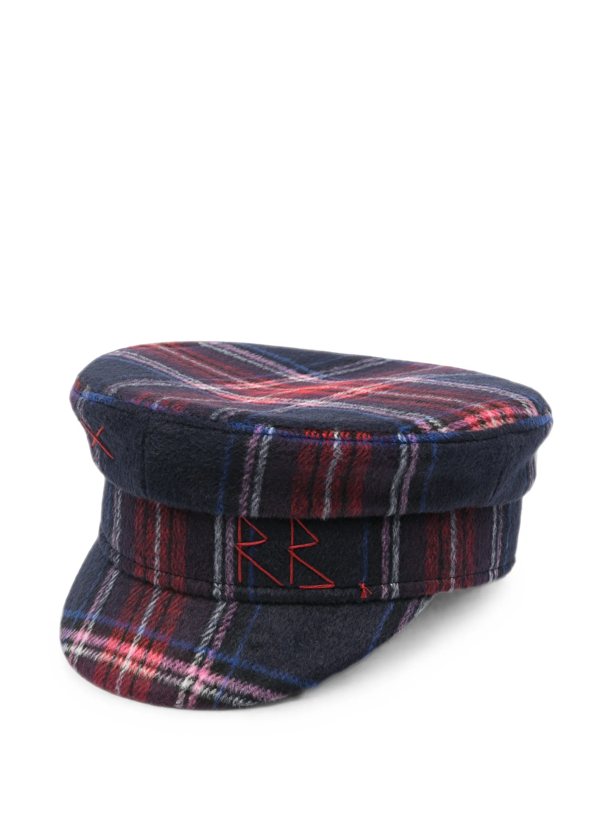 check-print baker boy hat