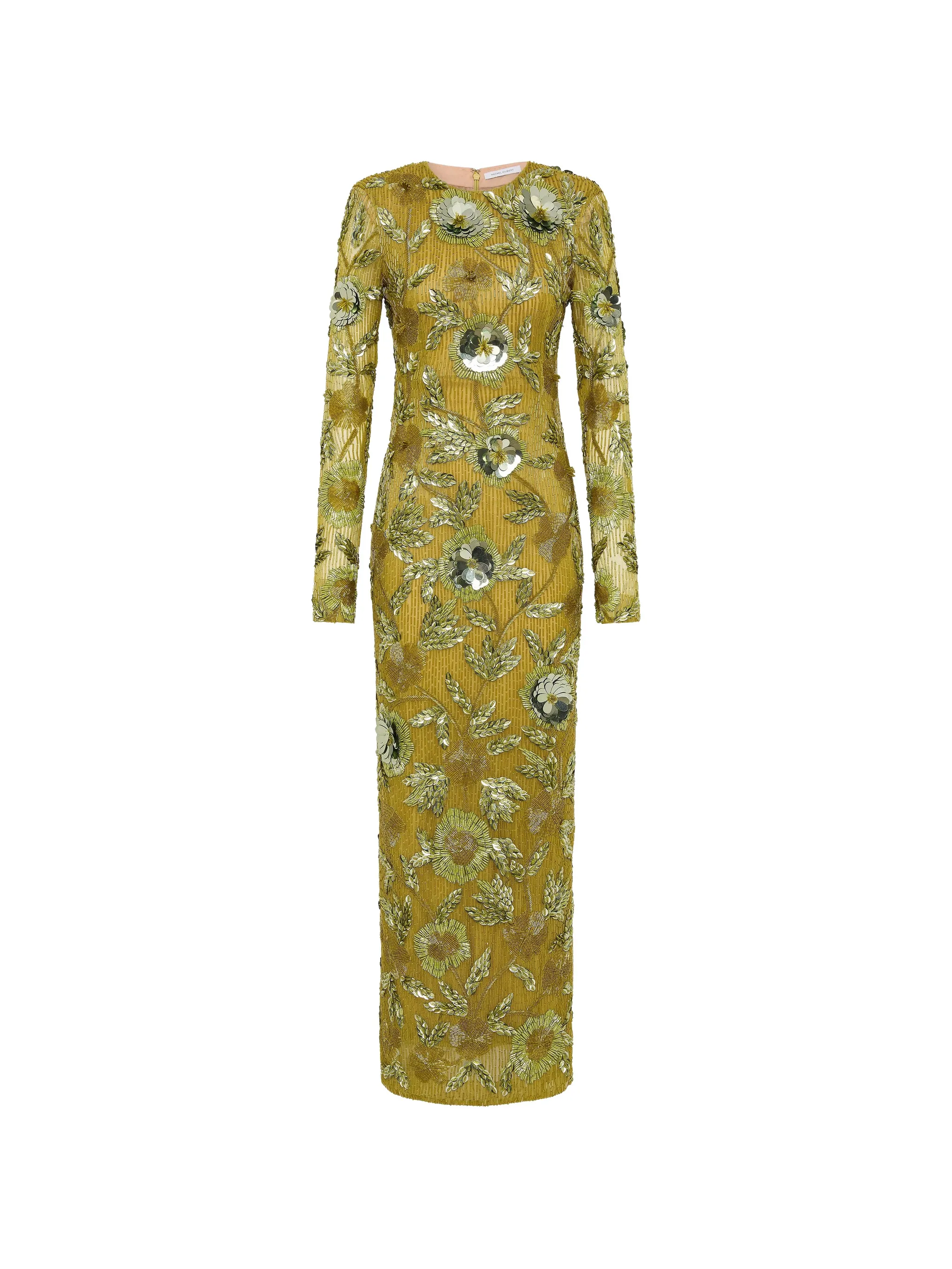 Pierre floral-embellished maxi dress