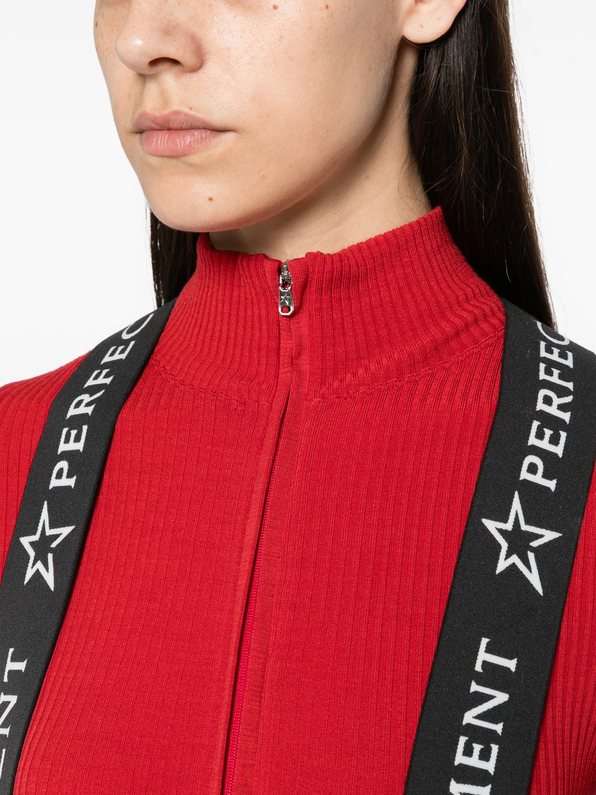 ribbed-knit zip-up base layer